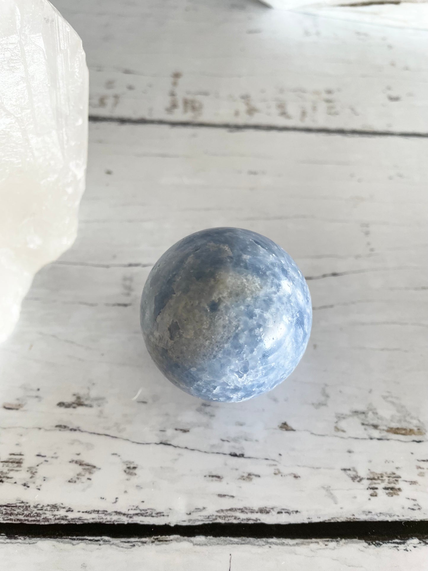 Blue Calcite Sphere Includes Holder