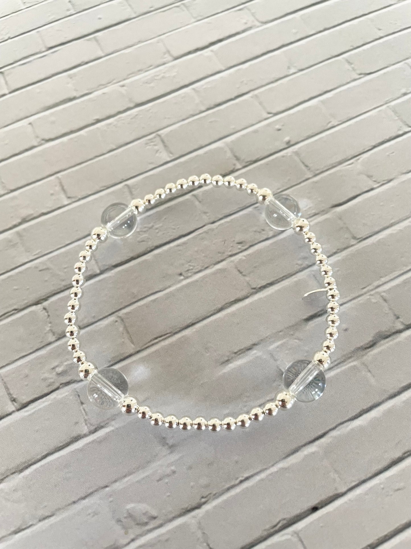 Clear Quartz Silver Ball bracelet