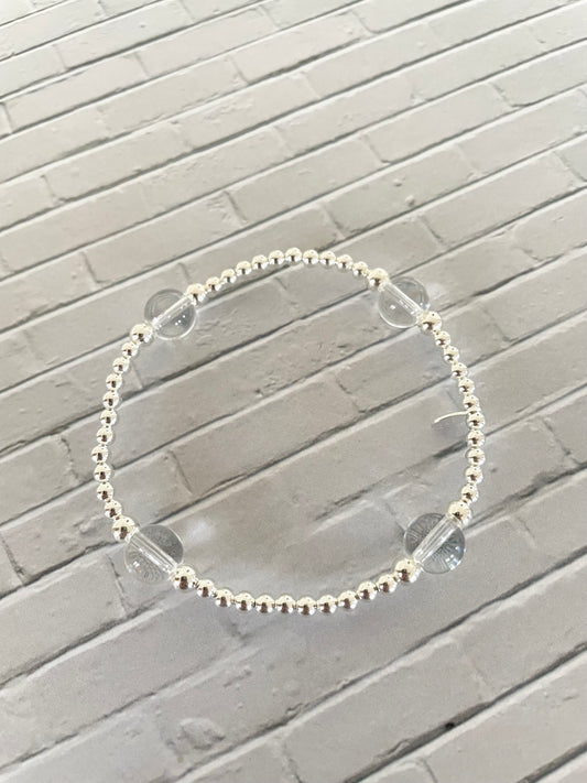 Clear Quartz Silver Ball bracelet
