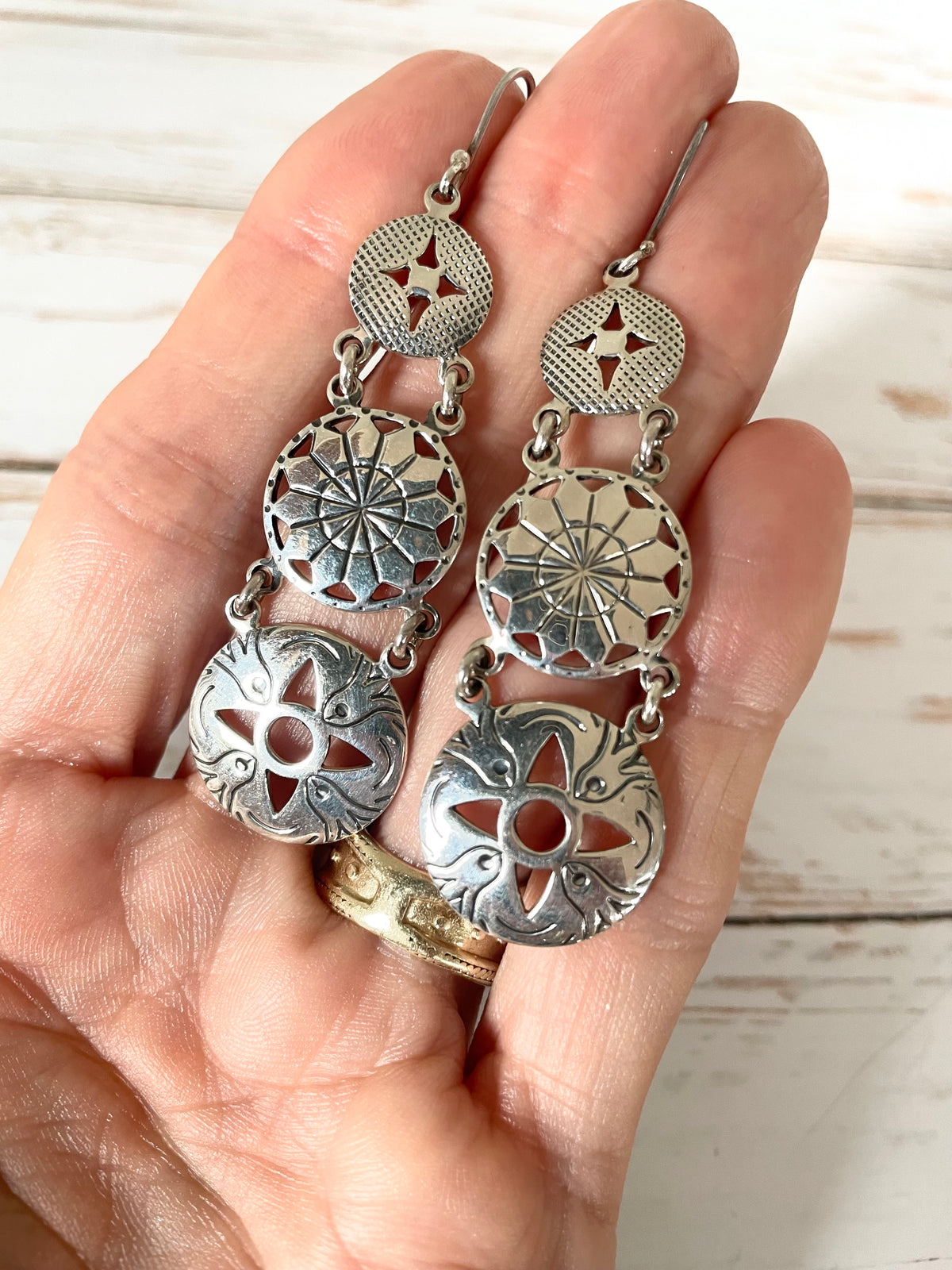 Vintage Mexican Silver Dangles - artisan Ninos DeChammo