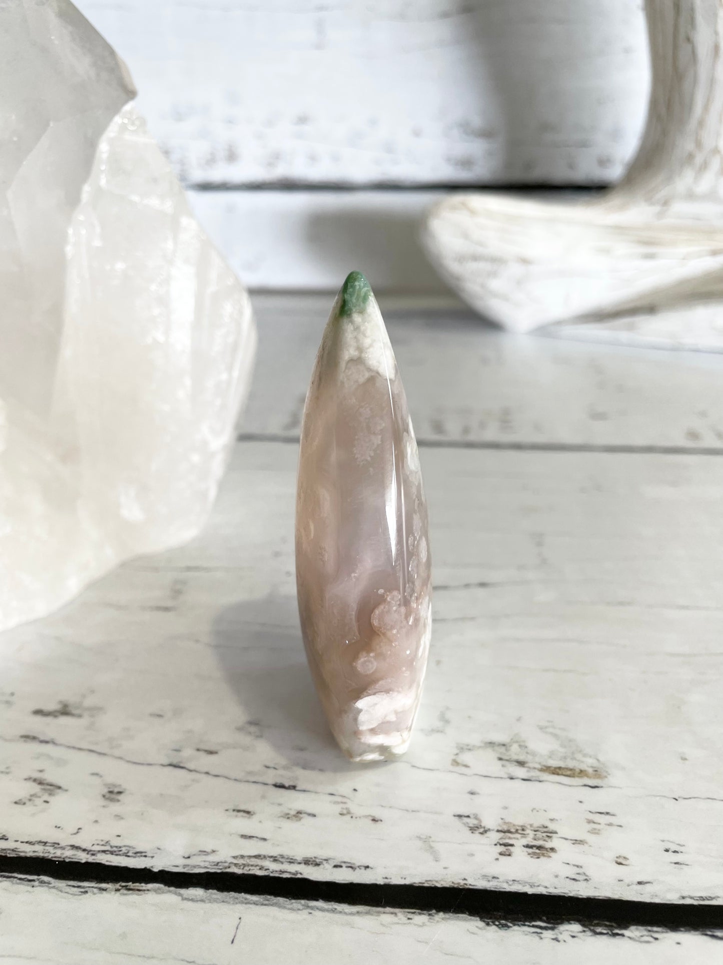 Green Flower Agate Dome