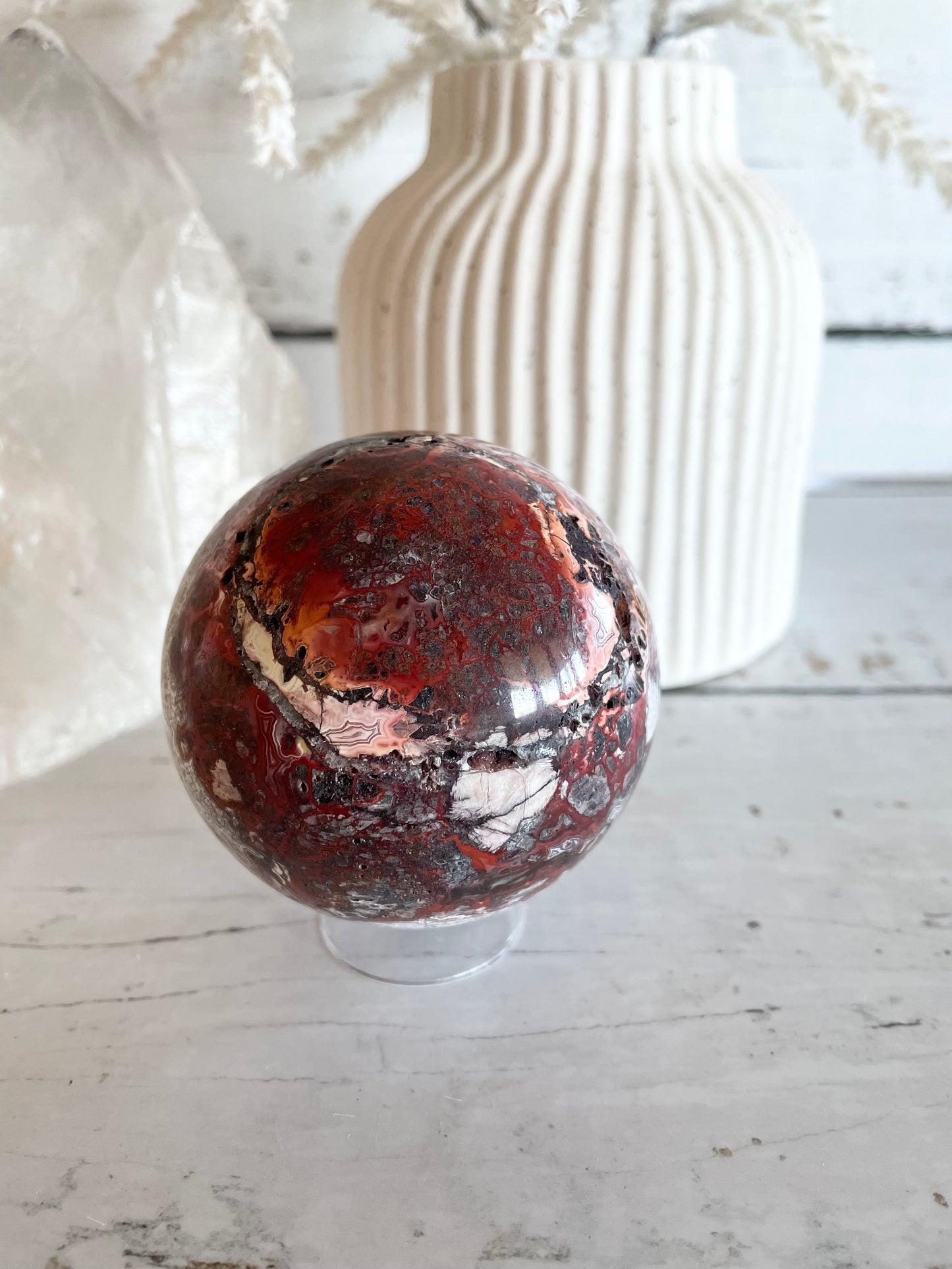 Mexican Crazy Lace Agate Sphere includes holder