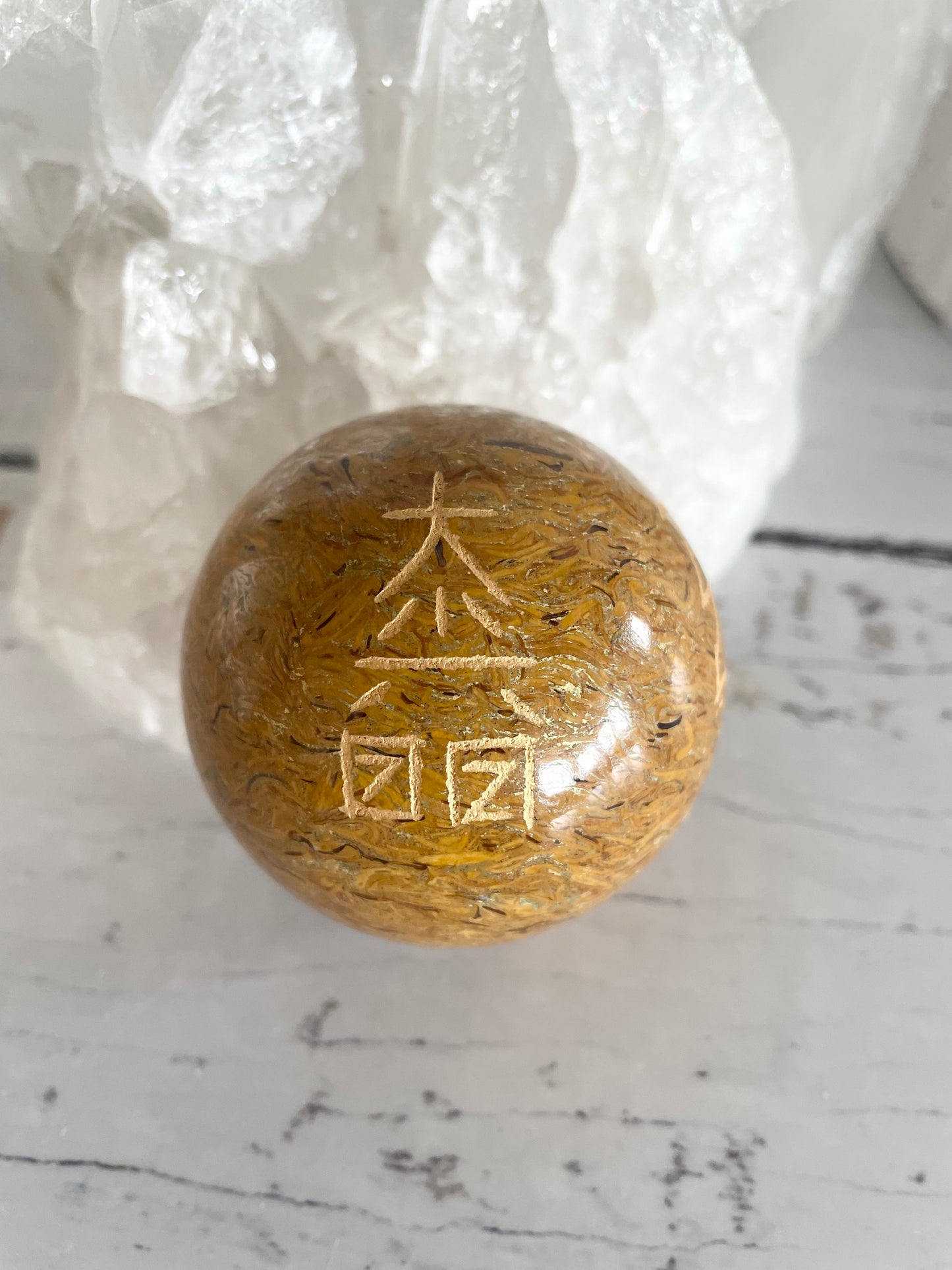 Yellow Jasper Reiki Sphere Includes Holder