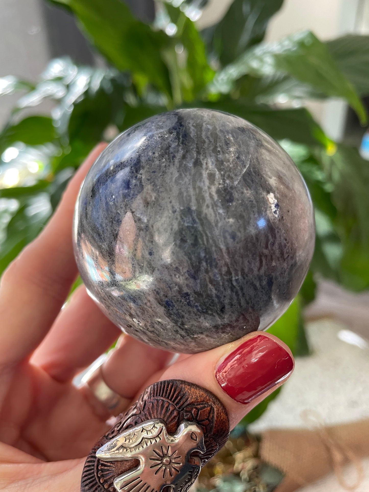 Sodalite Sphere Includes Holder