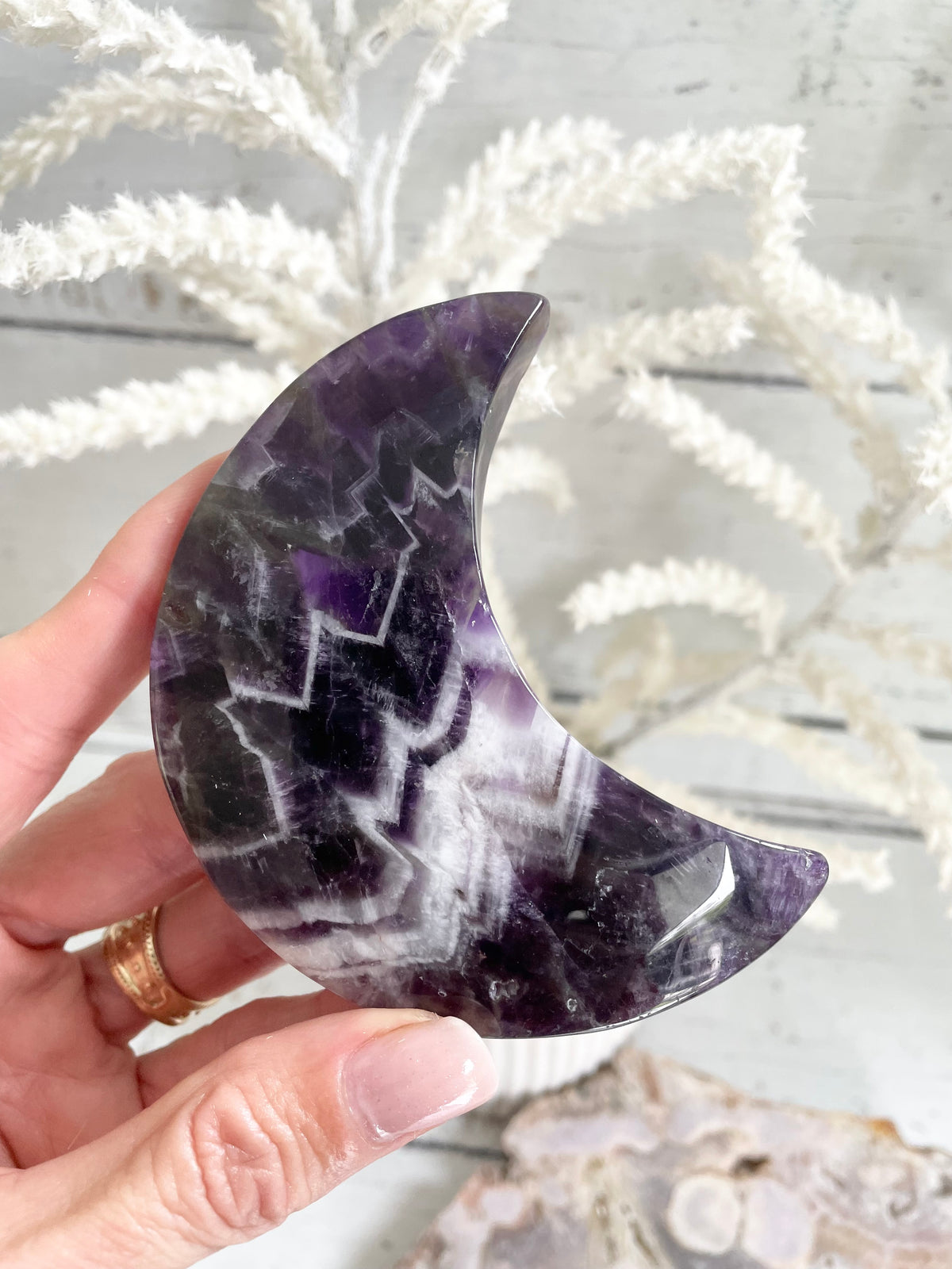 Chevron Amethyst Moon includes stand