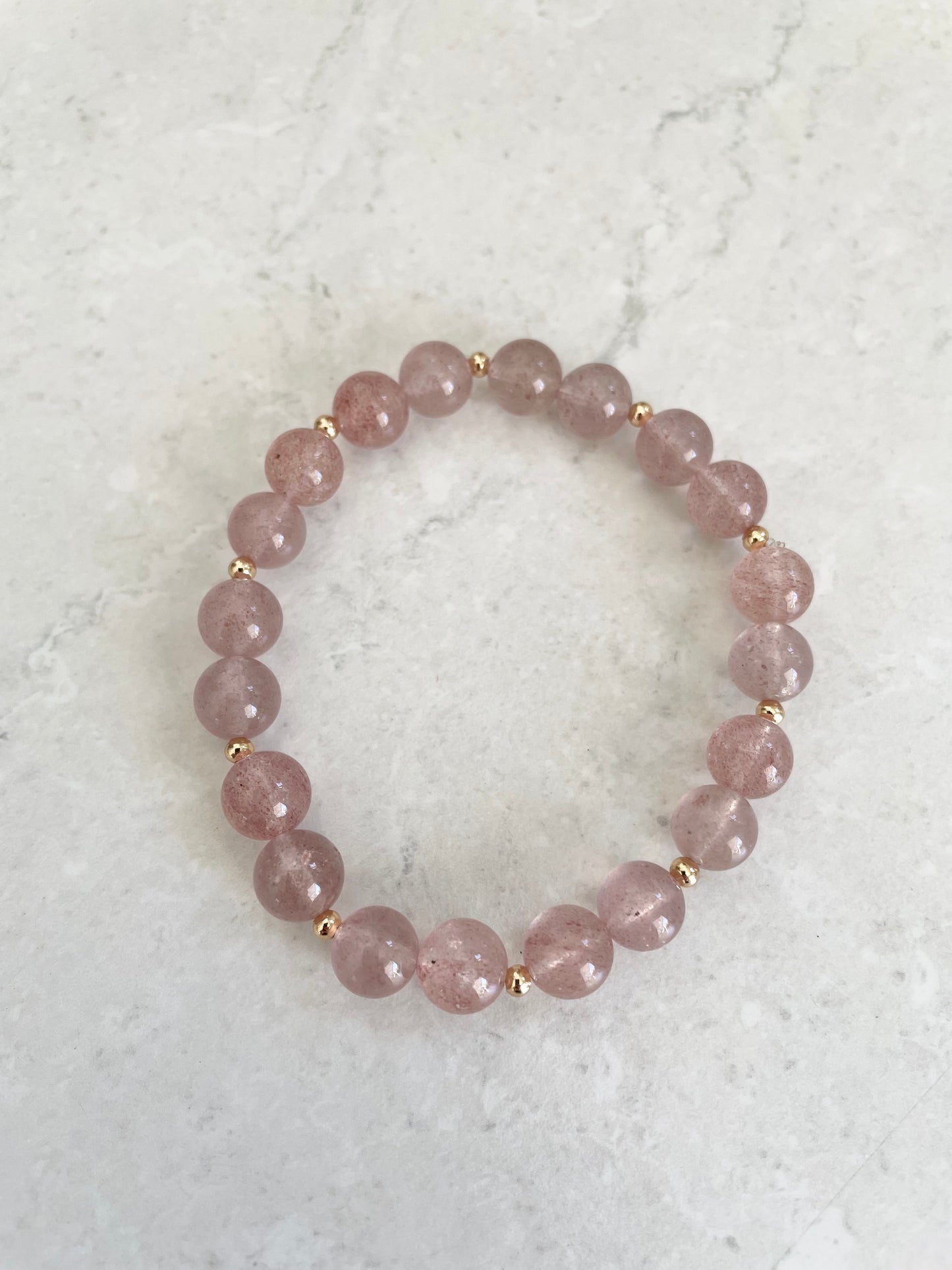 Strawberry Quartz/Gold Healing Bracelet
