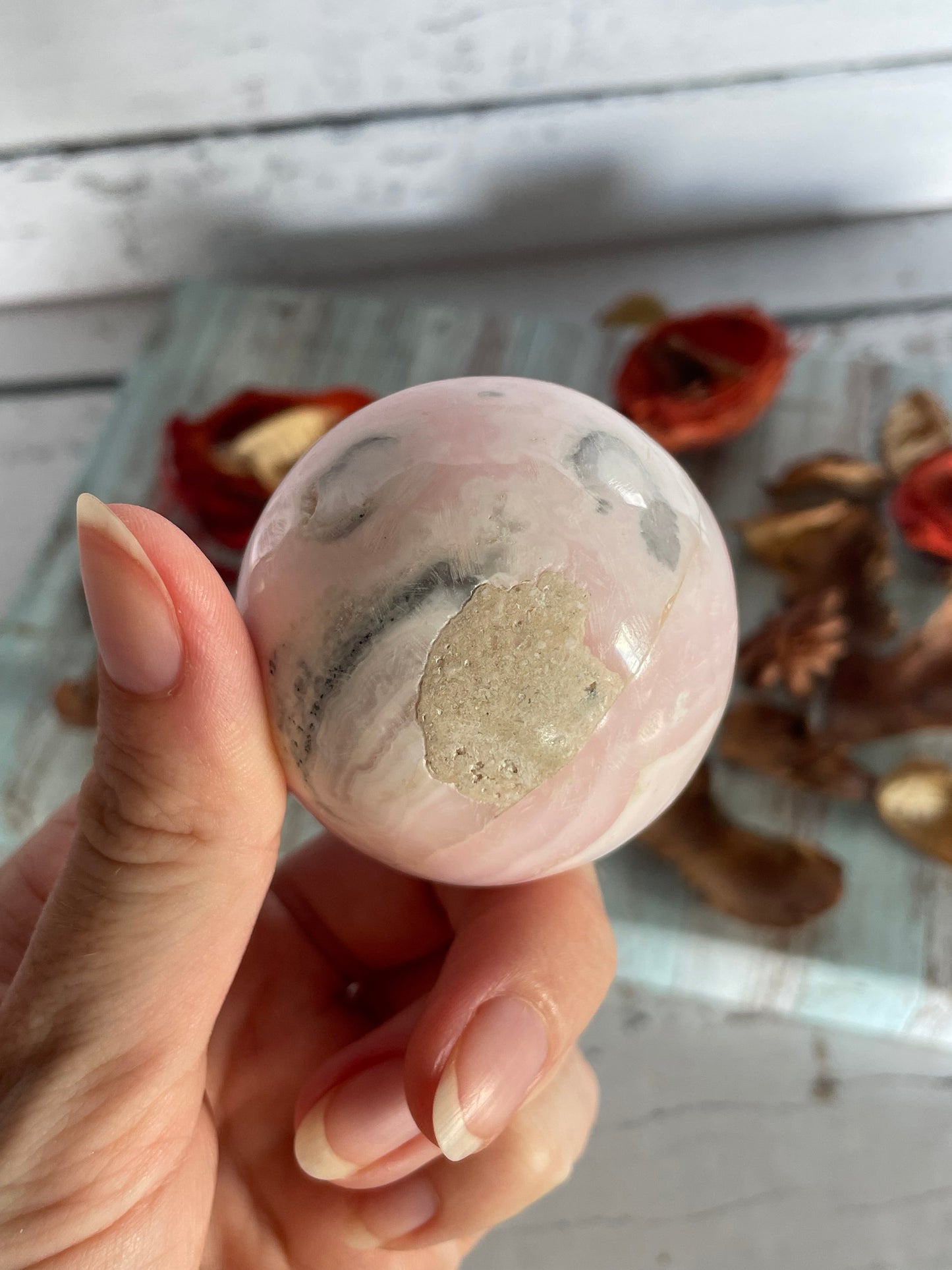 Mangano Calcite Sphere Includes Holder