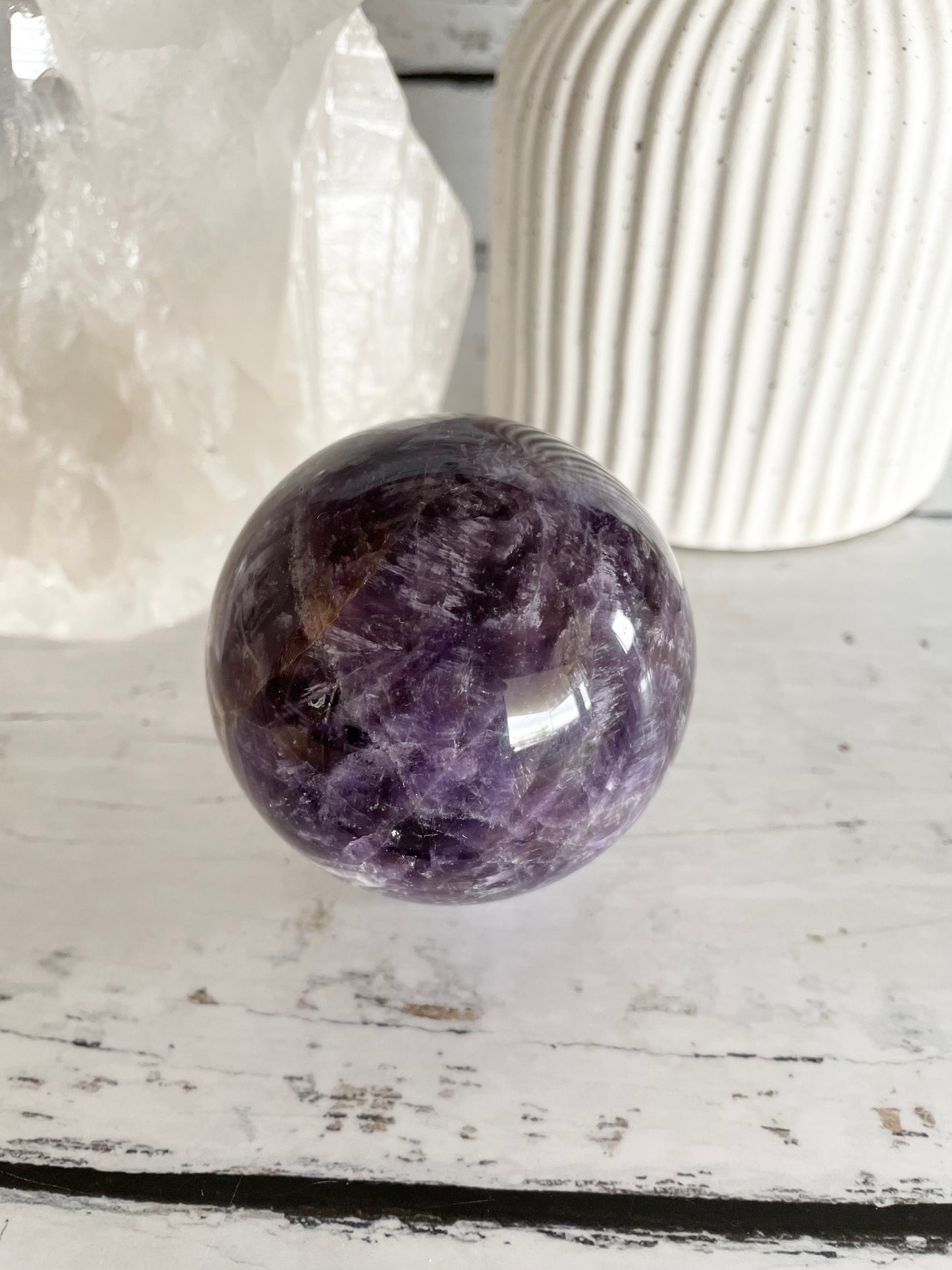 Chevron Dream Amethyst Sphere Includes Holder