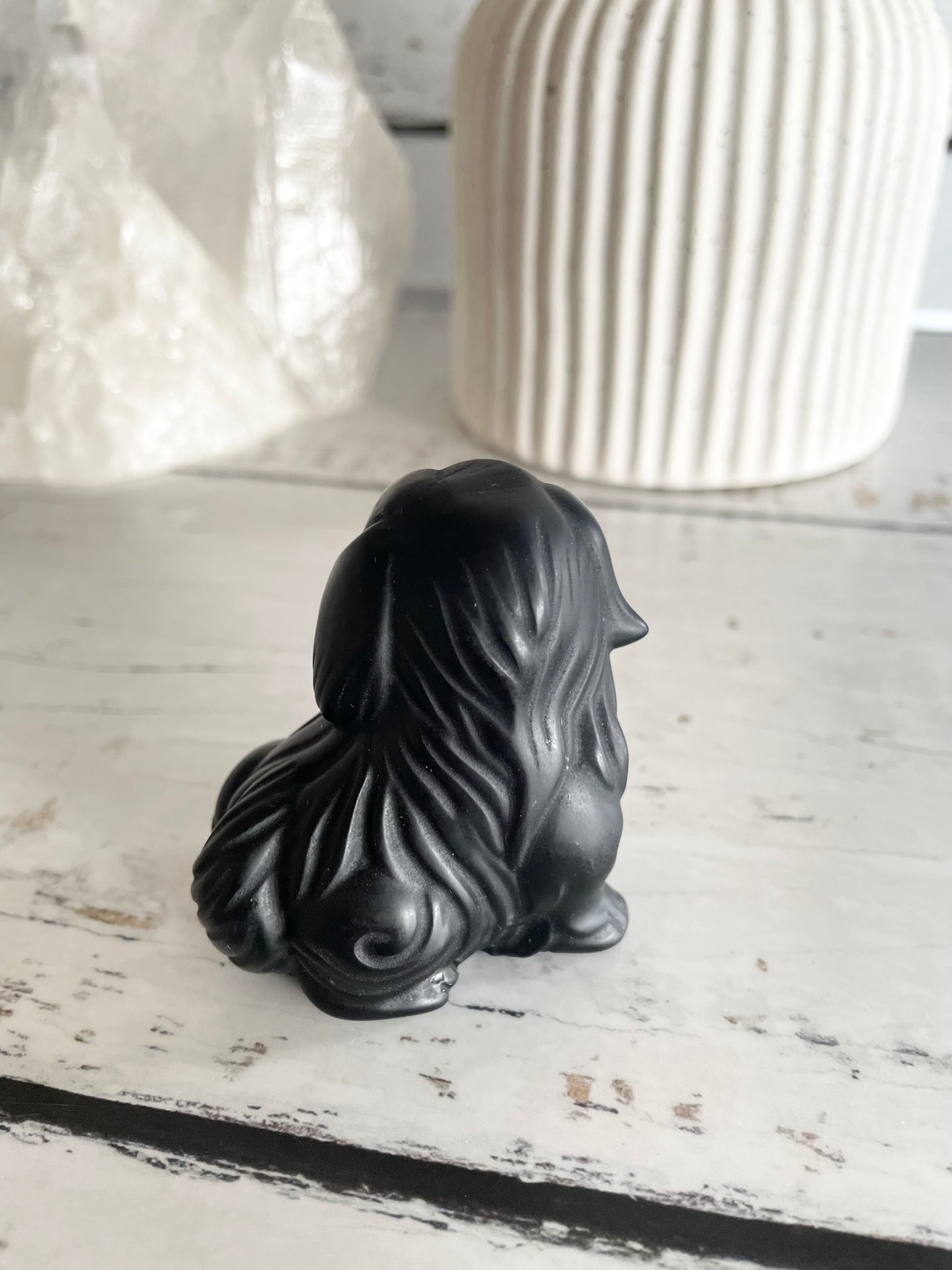 Black Obsidian Dog ~ Cavalier (flowing fur)
