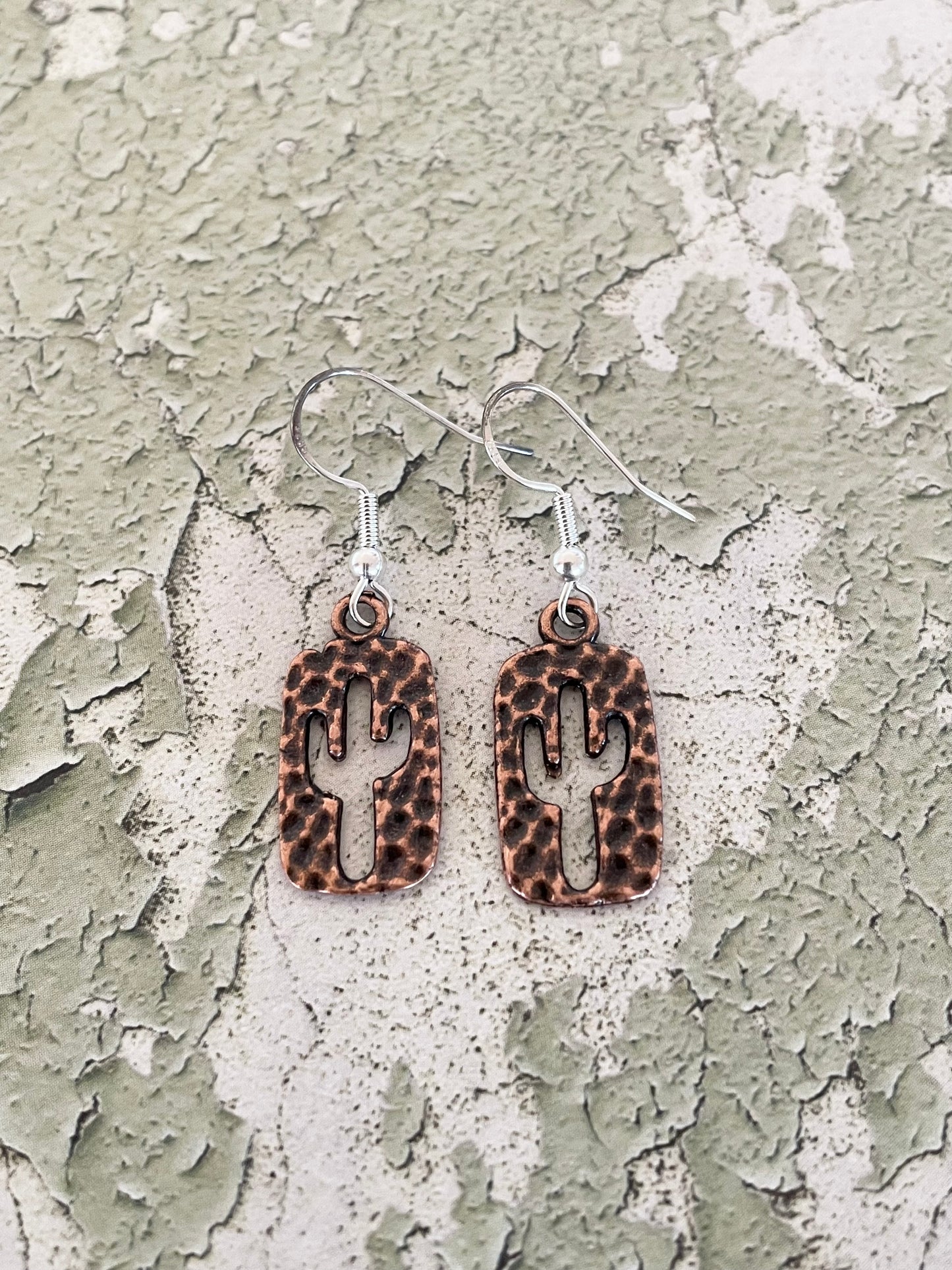 Copper Dangles - Cactus Hammered