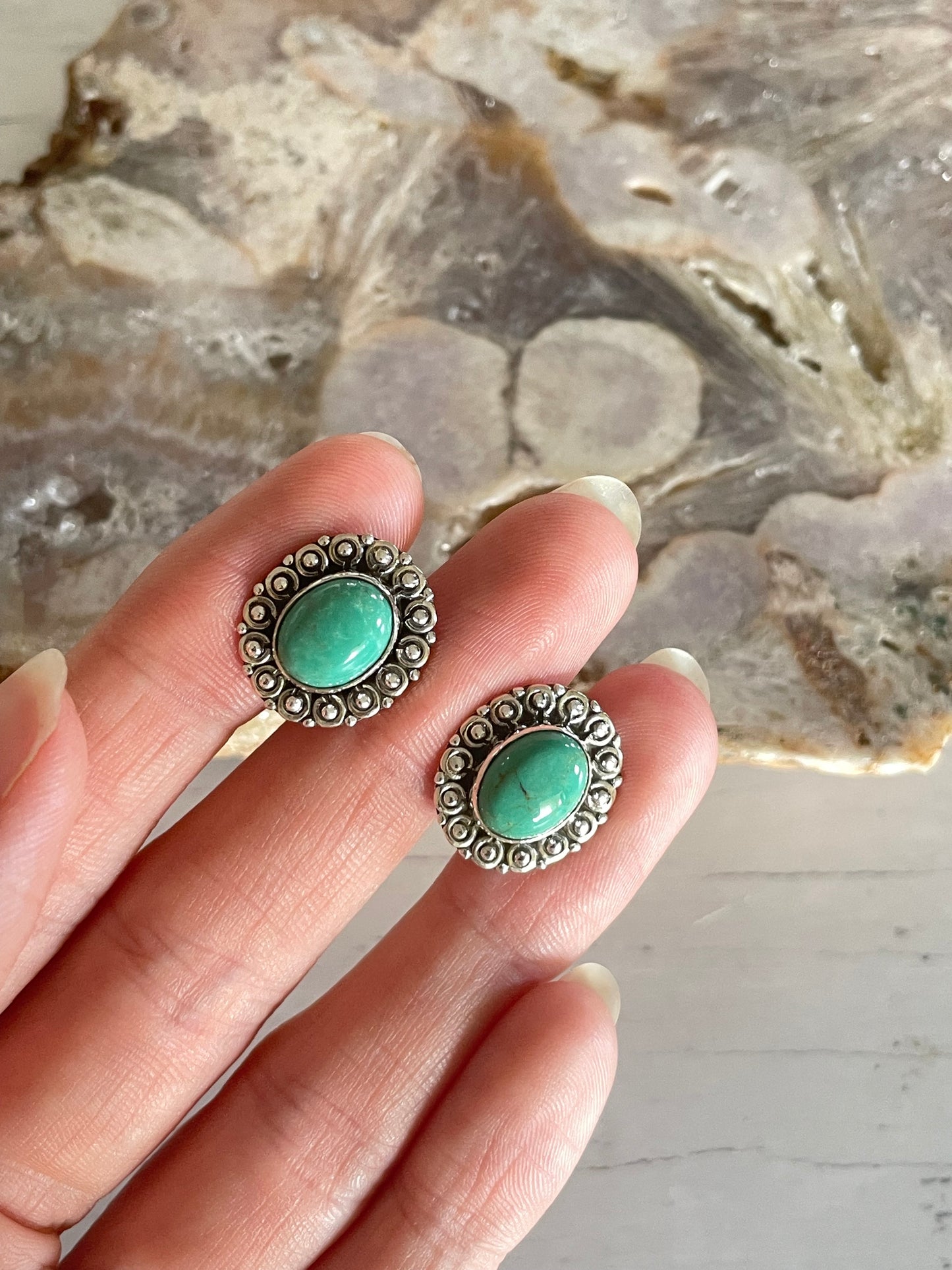 Green Kingman Turquoise Studs