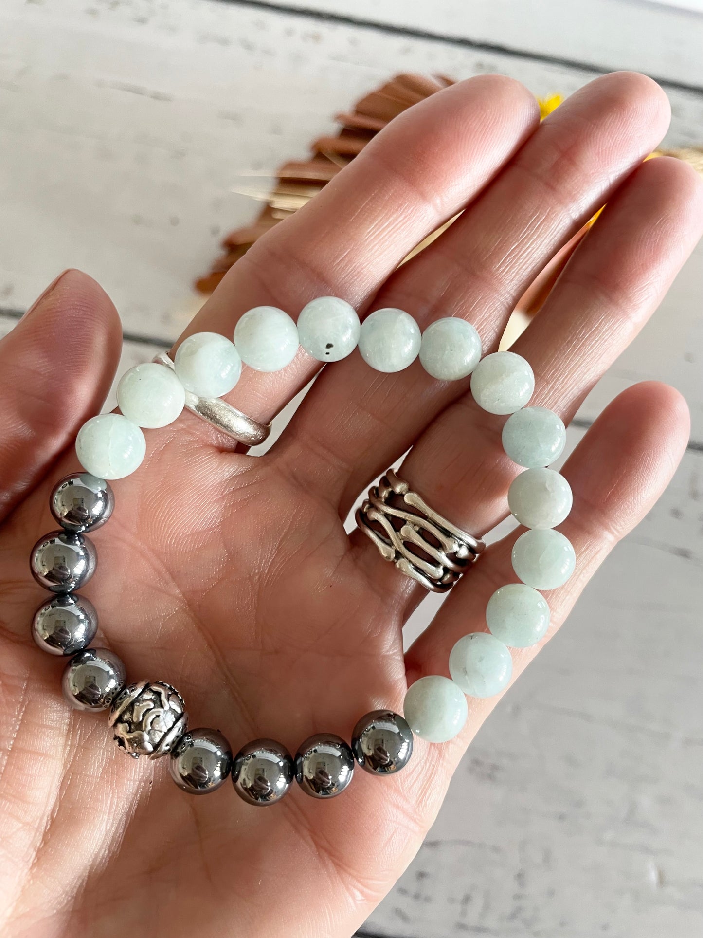 Terahertz & Amazonite Healing Bracelet ~ Luck amulet