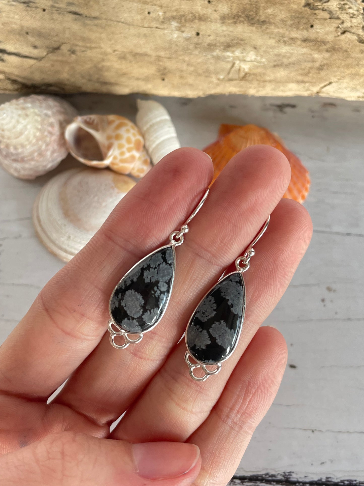 Snowflake Obsidian Dangles