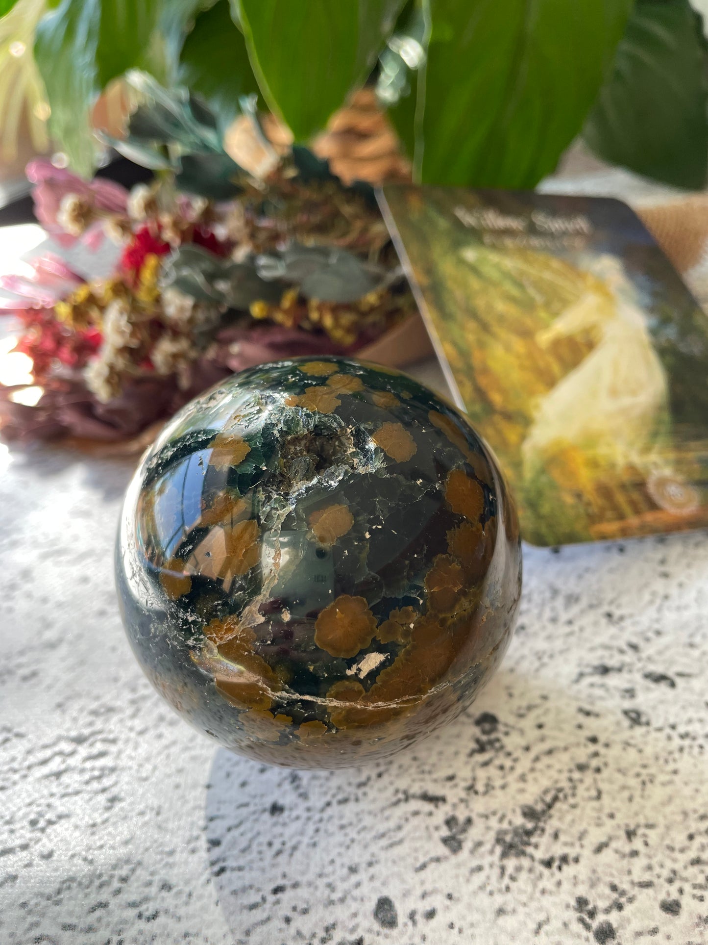 Rainforest Jasper Sphere Includes Holder