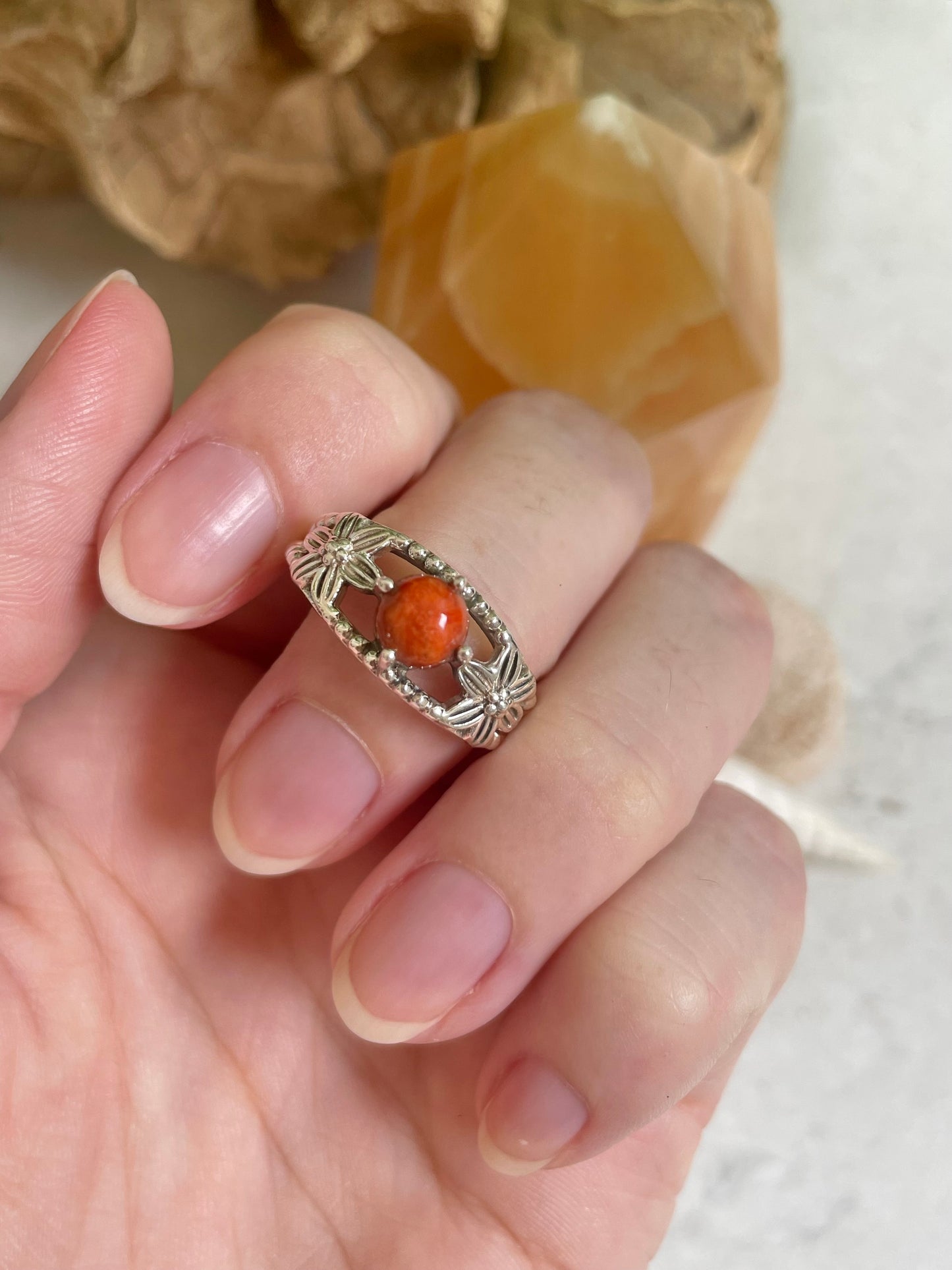 Red Mojave Turquoise Ring ~ size 7.5