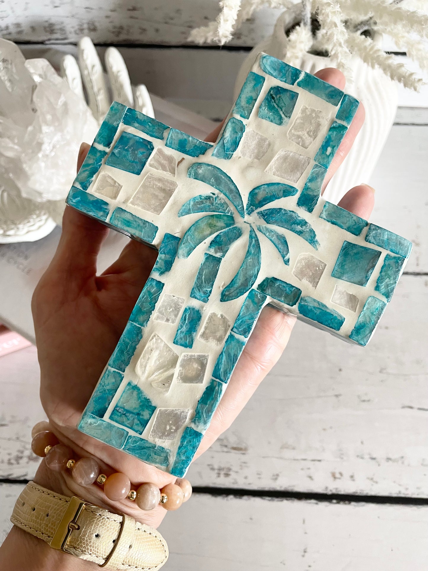 Aqua Coastal Palm Cross