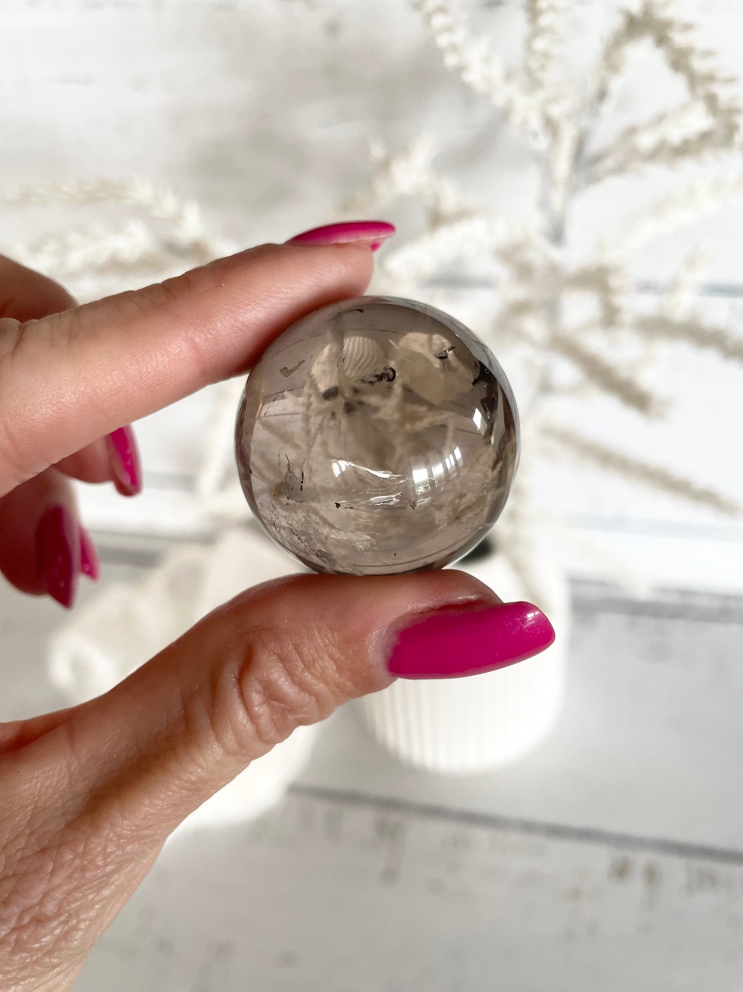 Smoky Quartz Sphere includes holder
