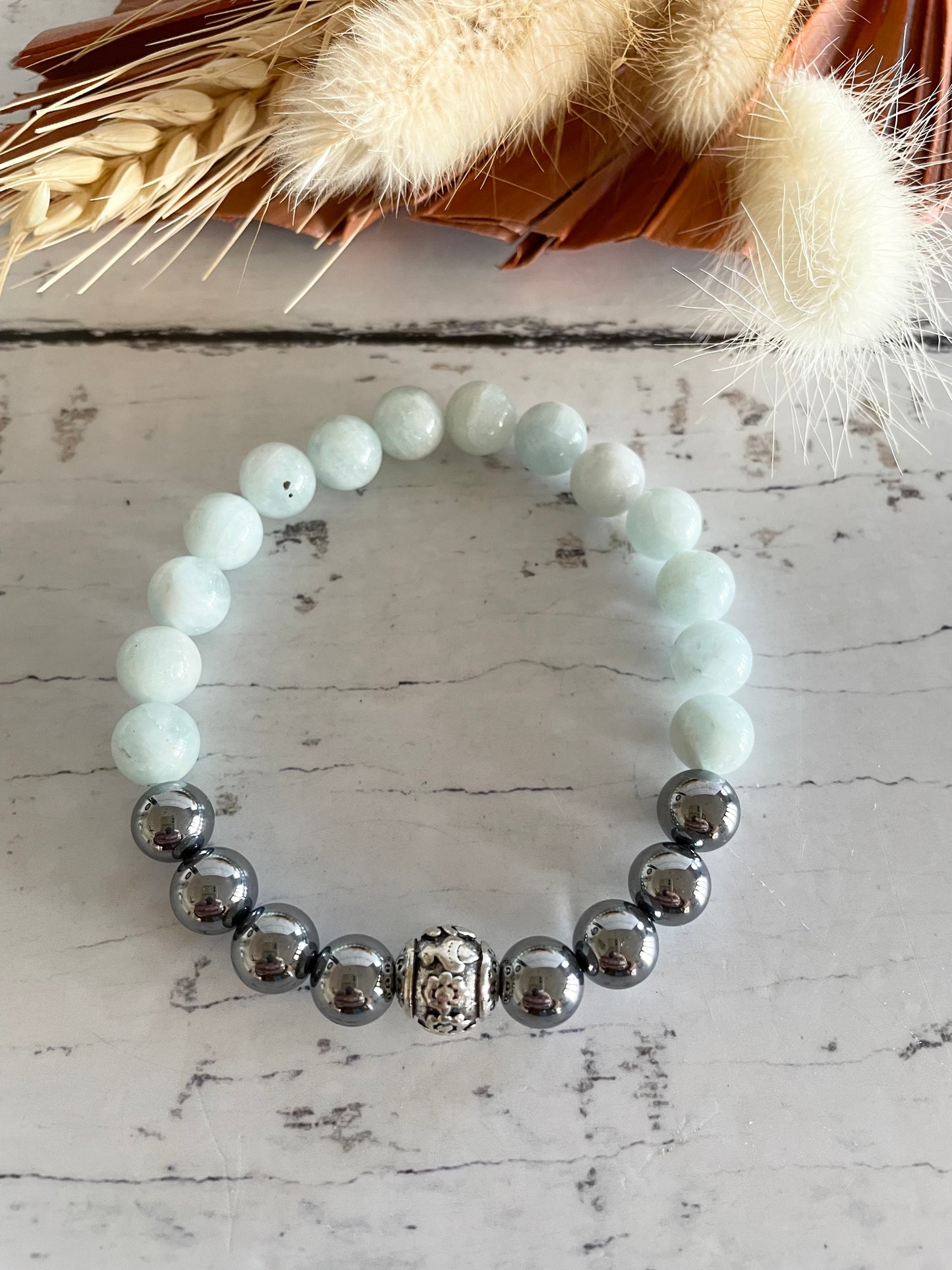 Terahertz & Amazonite Healing Bracelet ~ Luck amulet