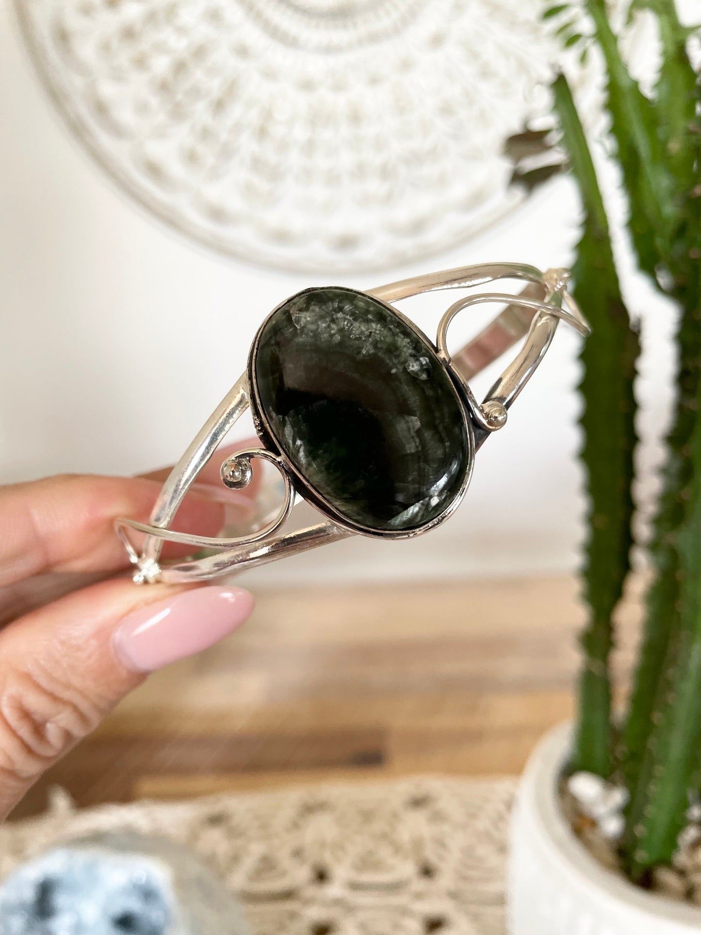 Seraphinite silver cuff