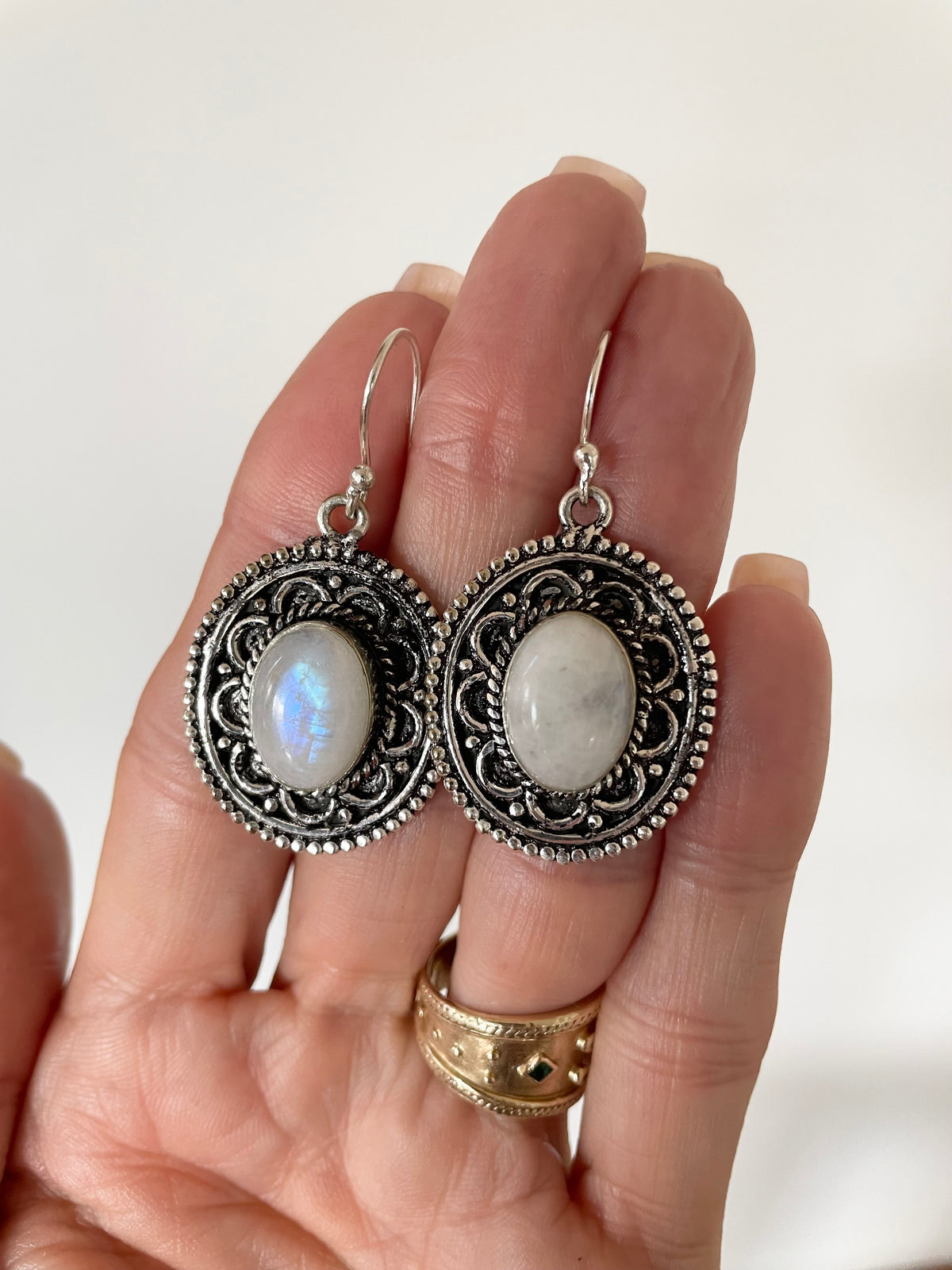 Rainbow Moonstone Dangles