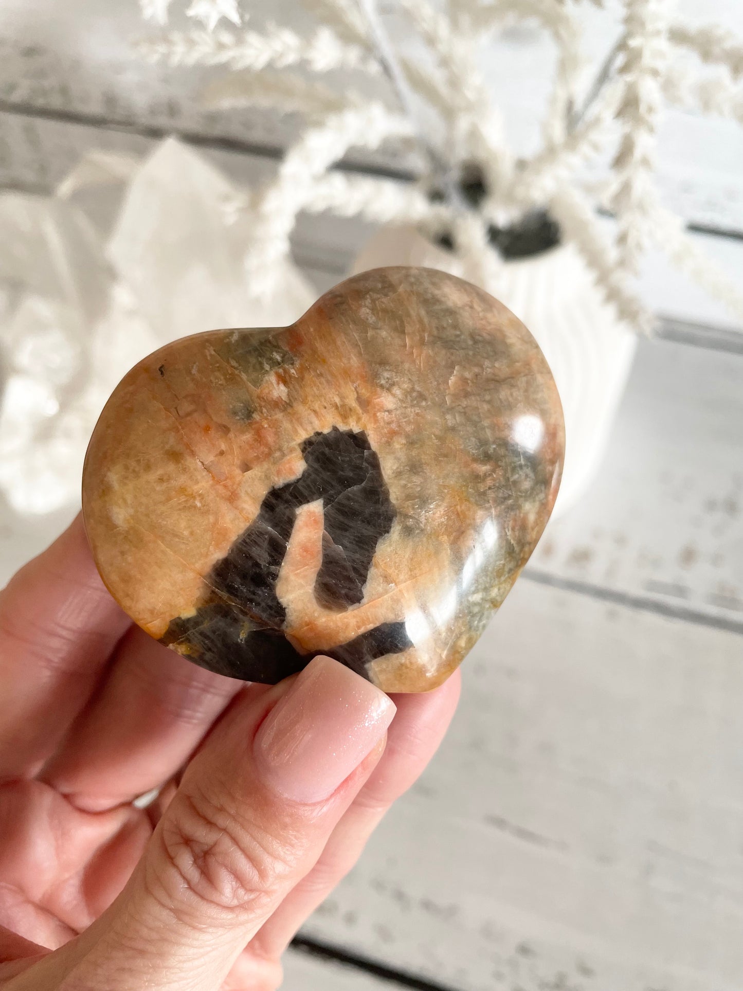 Smoky Quartz & Sunstone Heart
