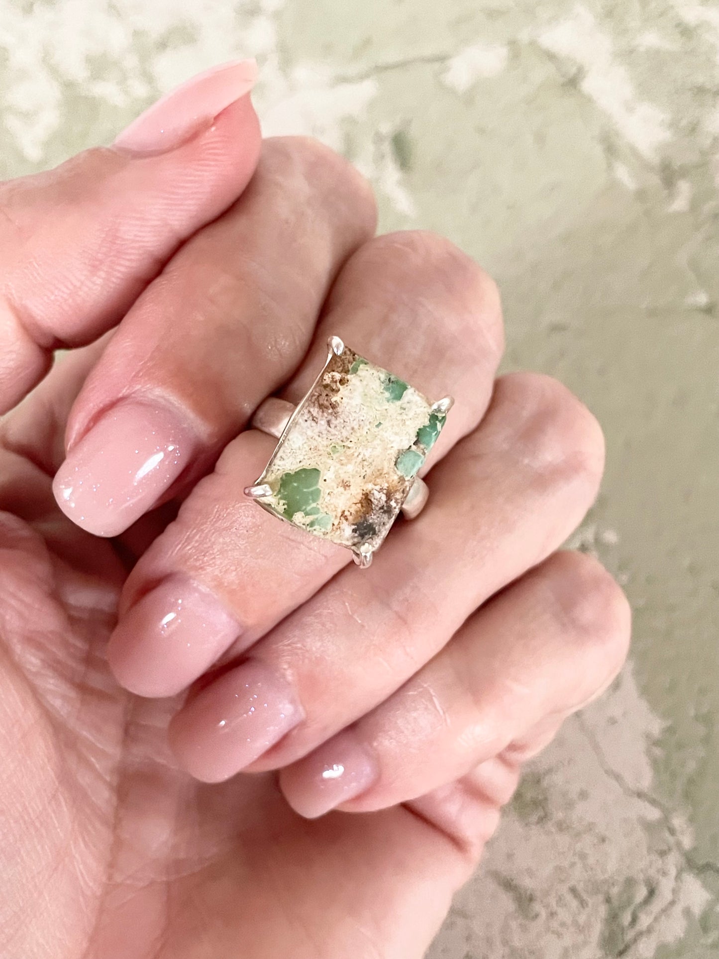 Royston Matrix Raw Turquoise Ring ~ size 7