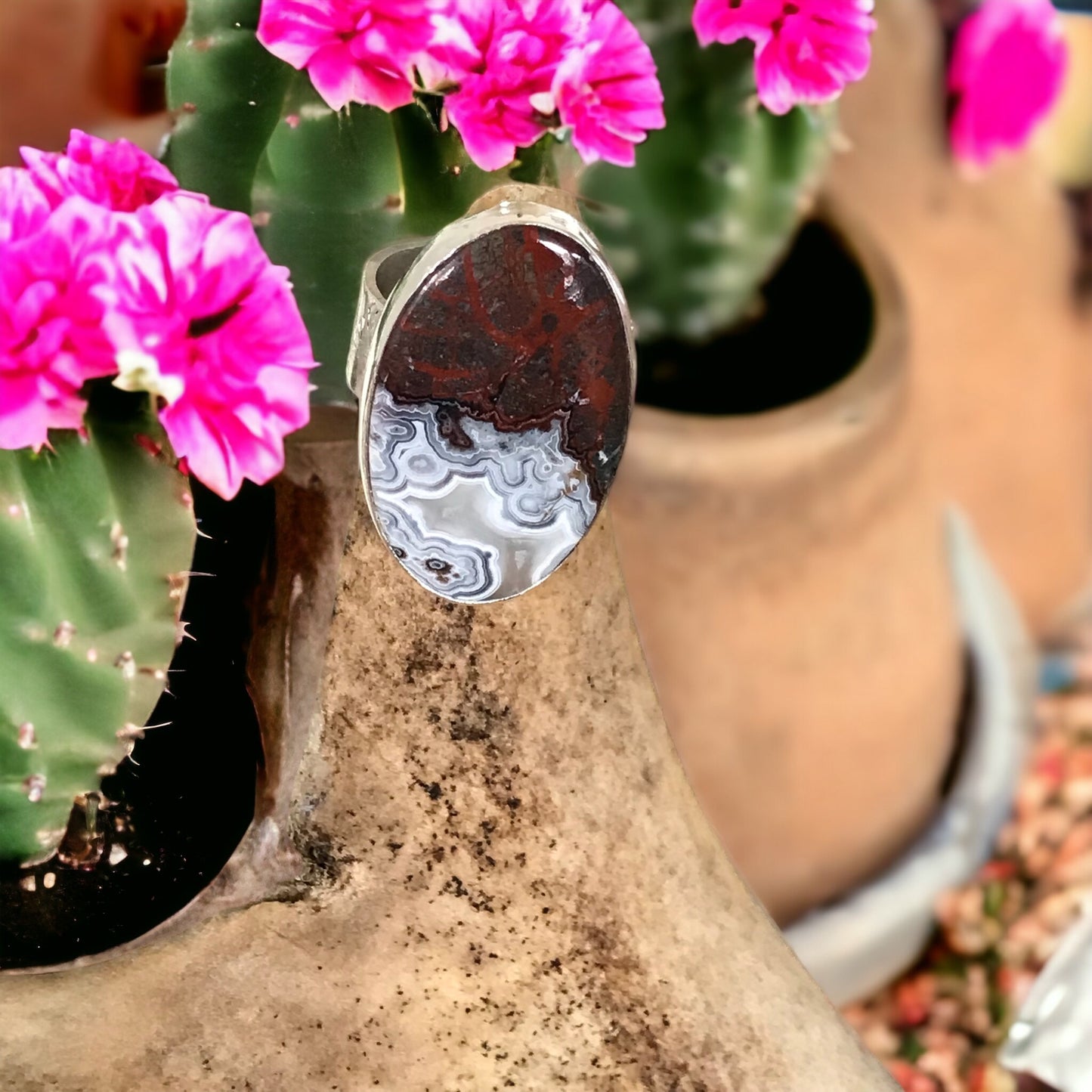 SweetGrass Studio ~ Seem Agate Ring ~ size 7.5-8
