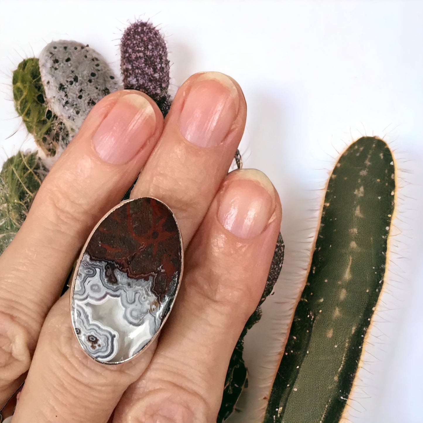 SweetGrass Studio ~ Seem Agate Ring ~ size 7.5-8