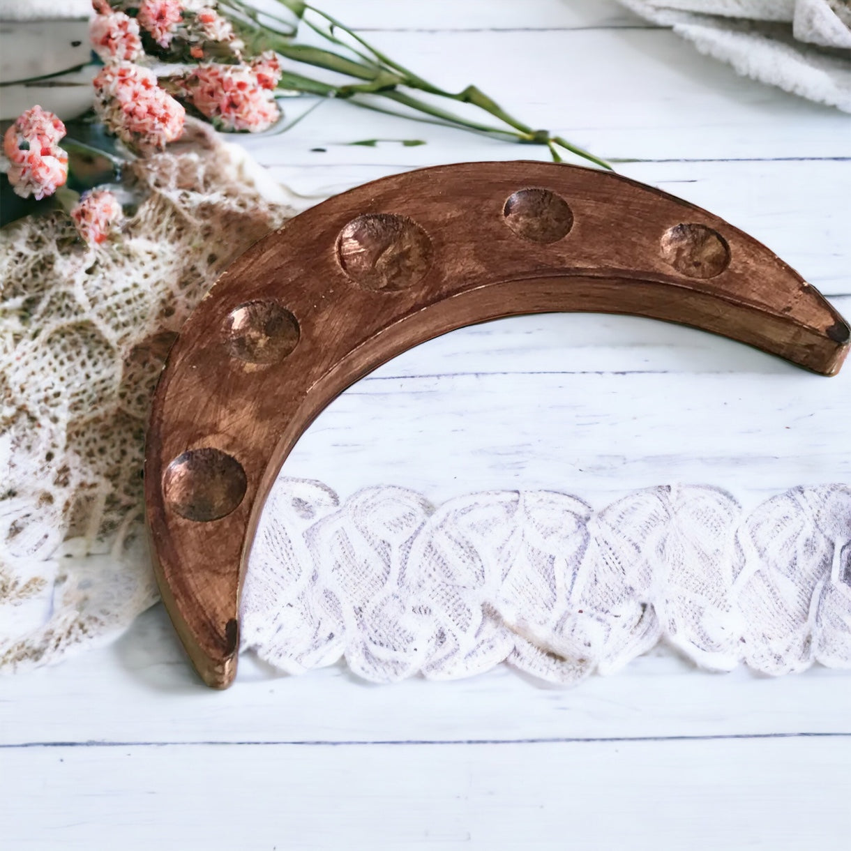 Rustic wood crystal holder