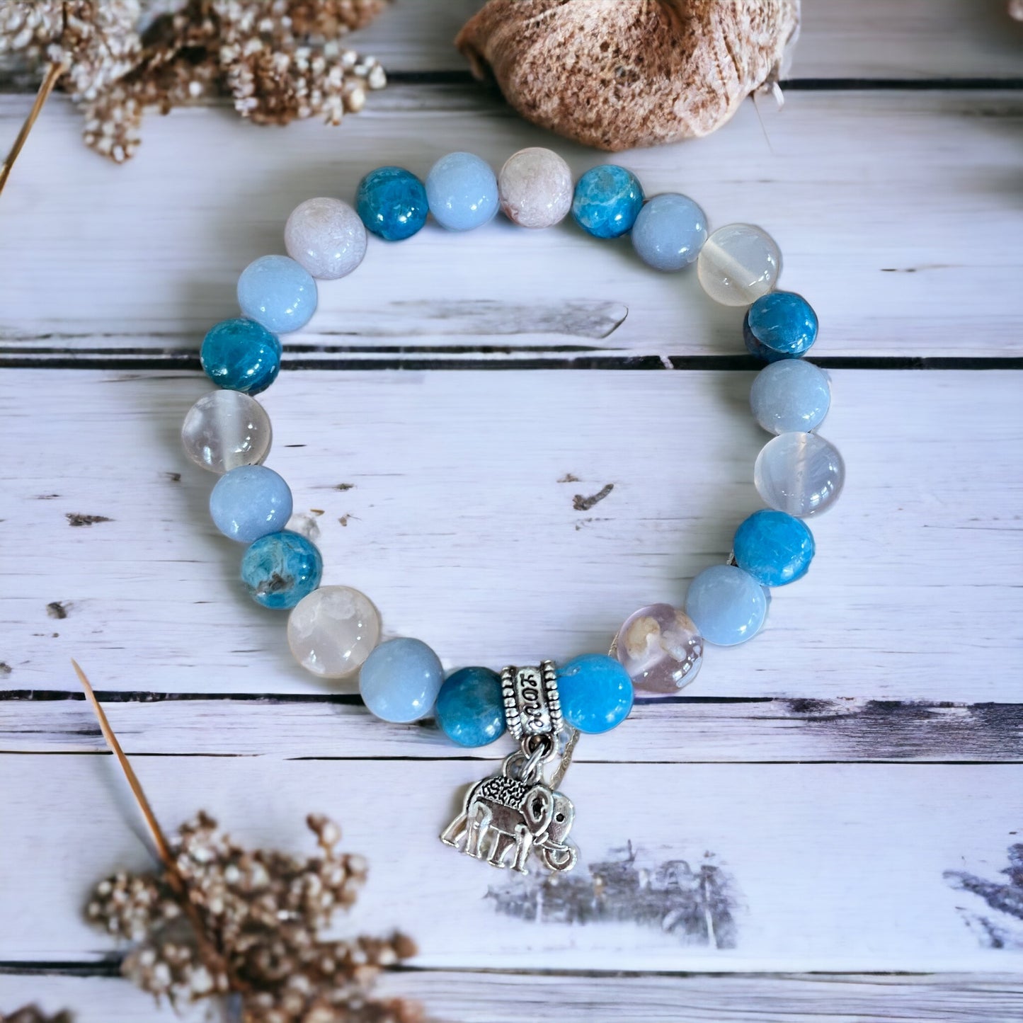 Apatite/Agate/Angelite Healing Bracelet