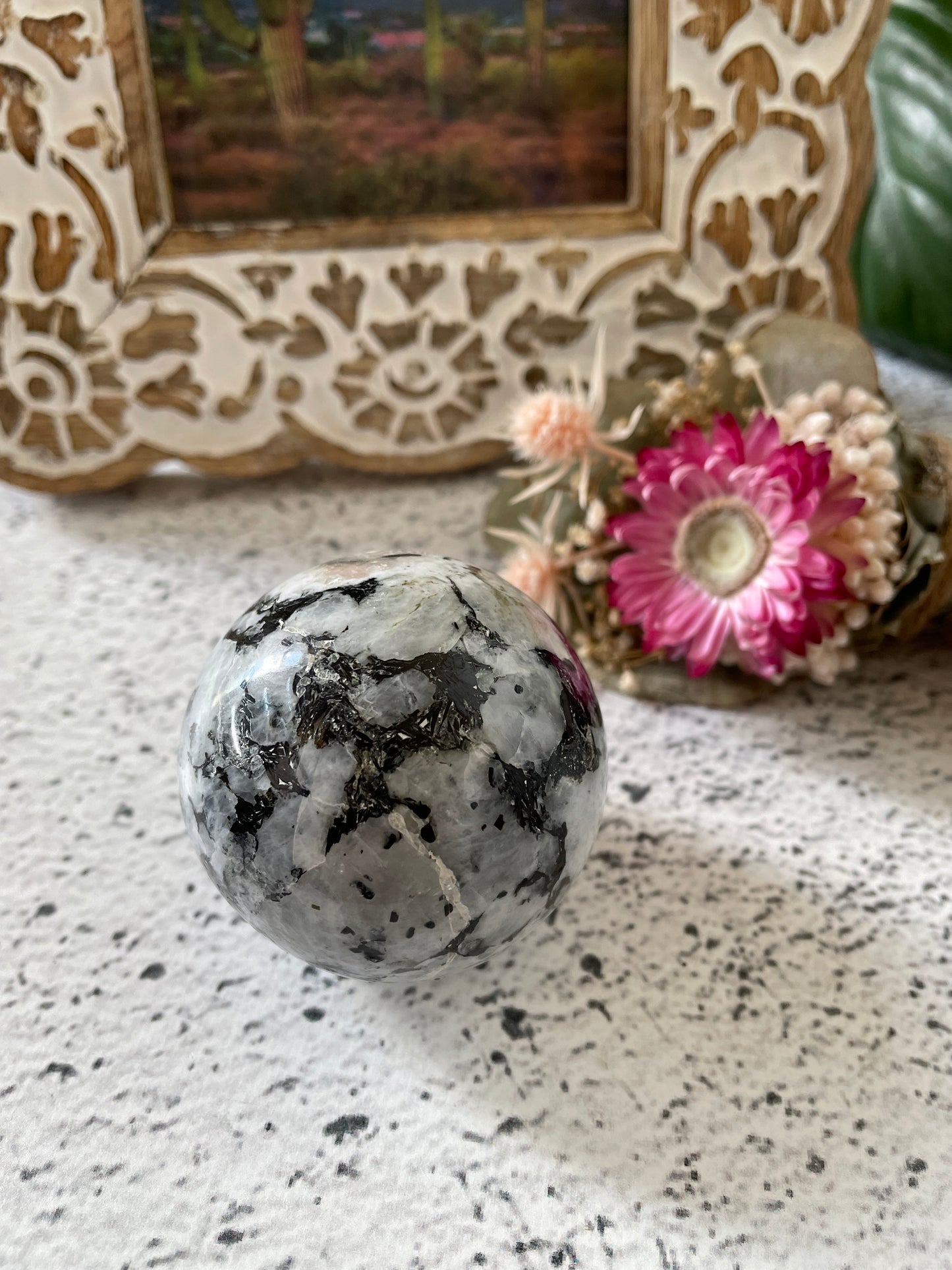 Rainbow Moonstone Sphere Includes holder