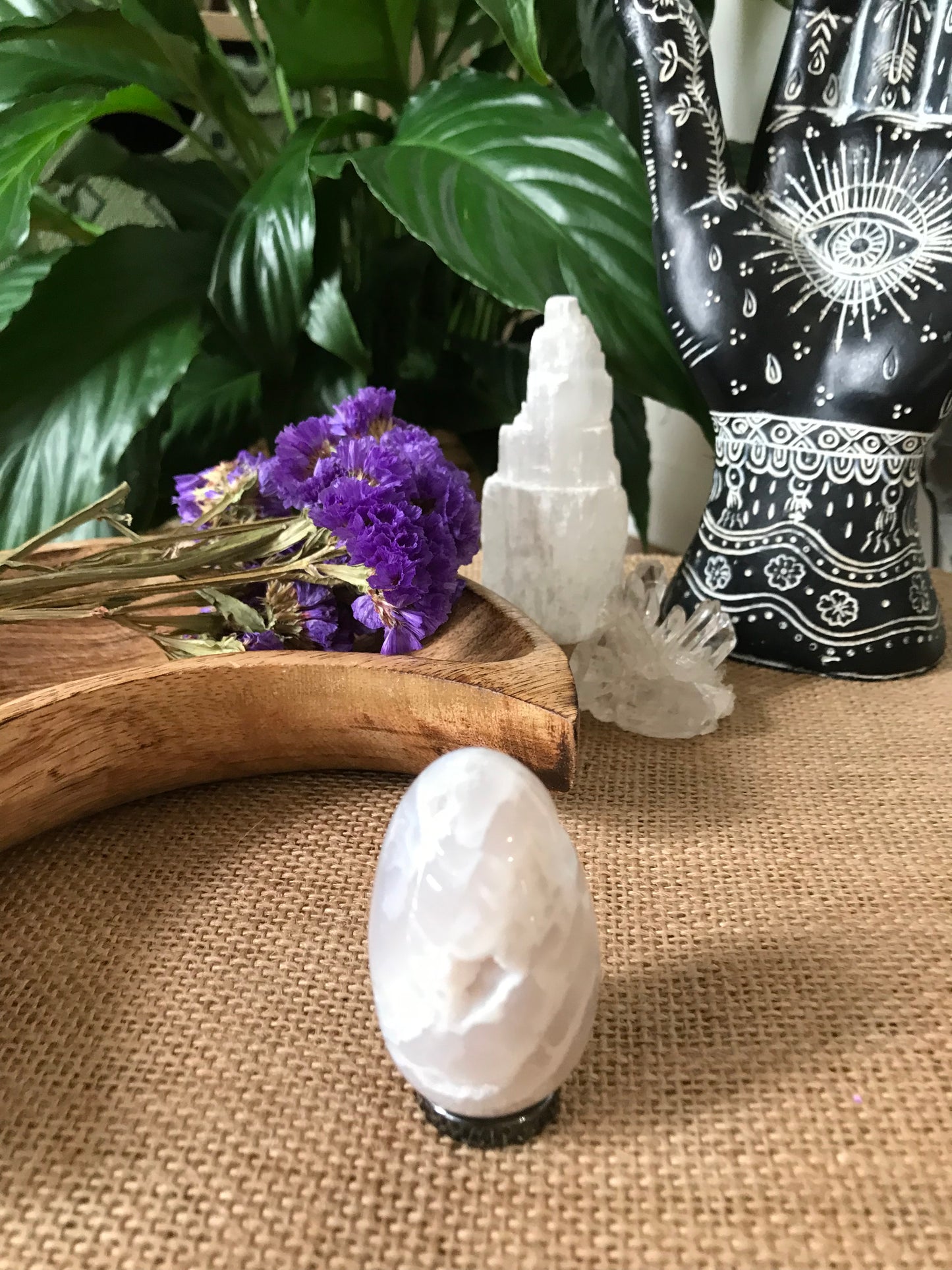 Snow Agate Egg with holder