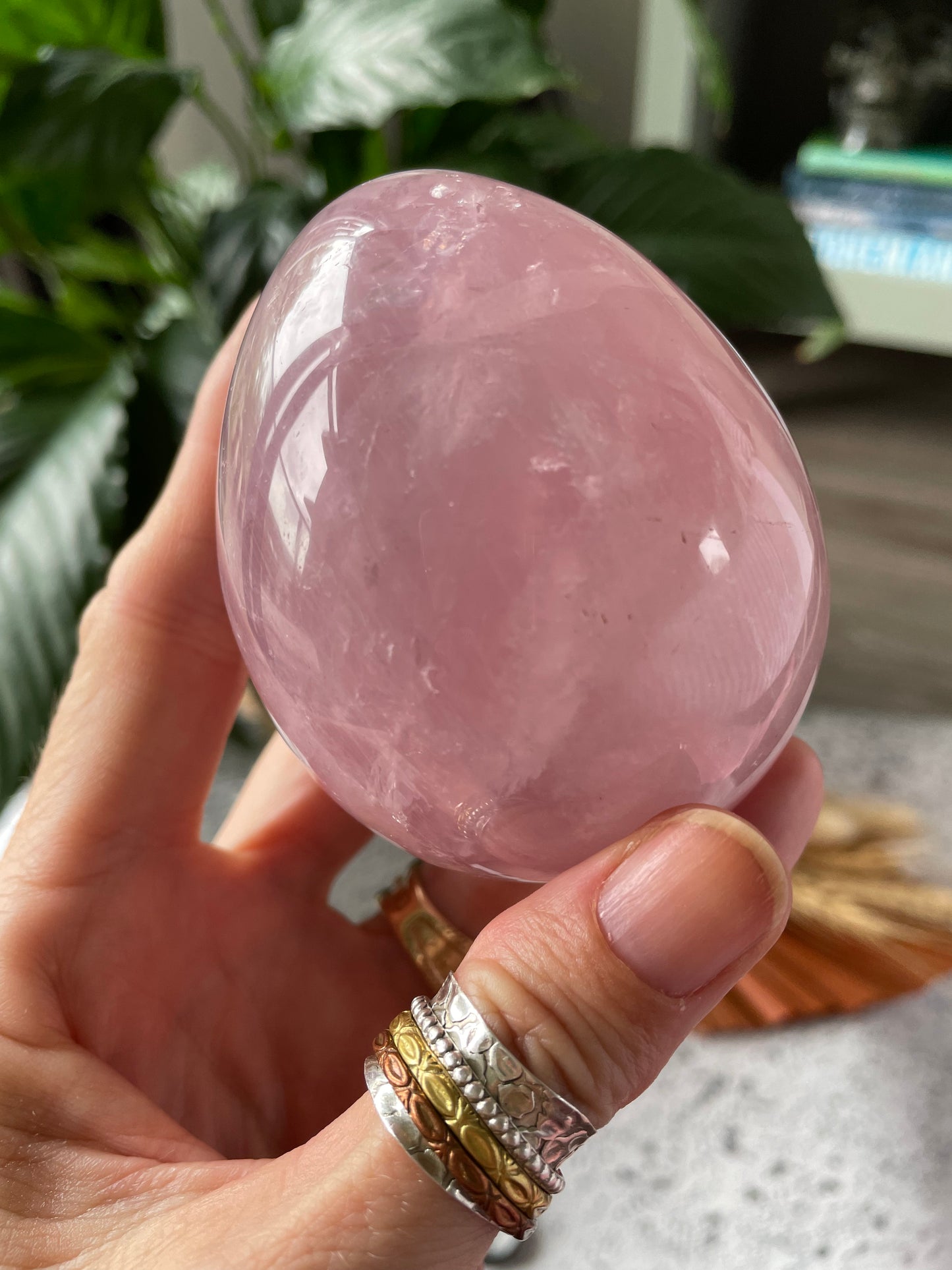 Rose Quartz Egg with holder