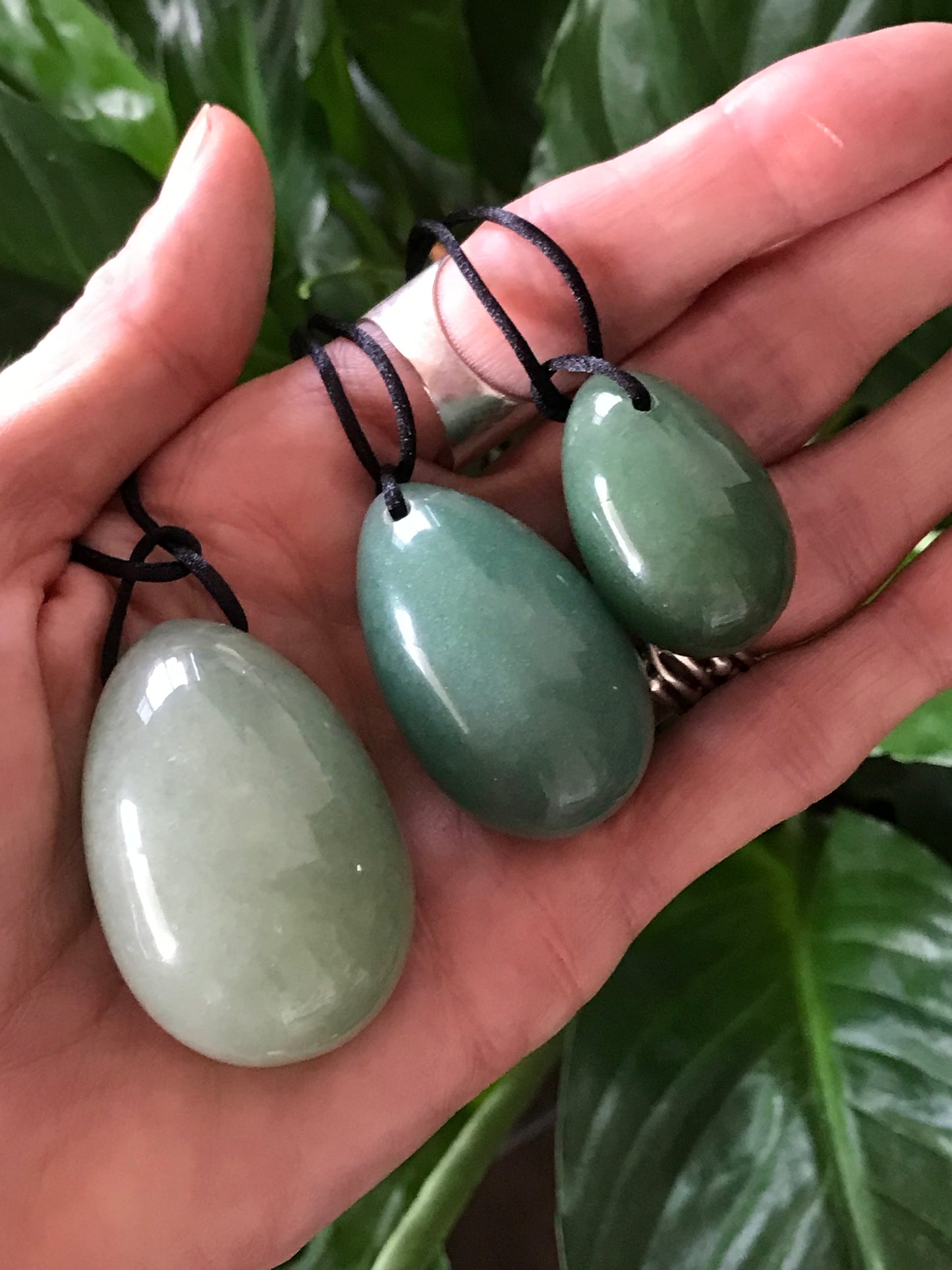Yoni Eggs ~ Green Aventurine Set of 3 with Sari pouch