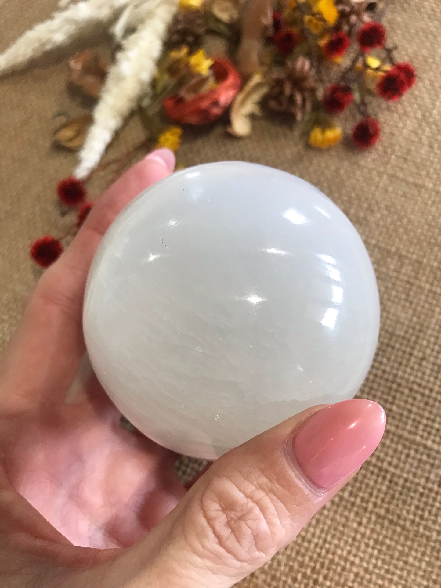Selenite Sphere Includes Holder