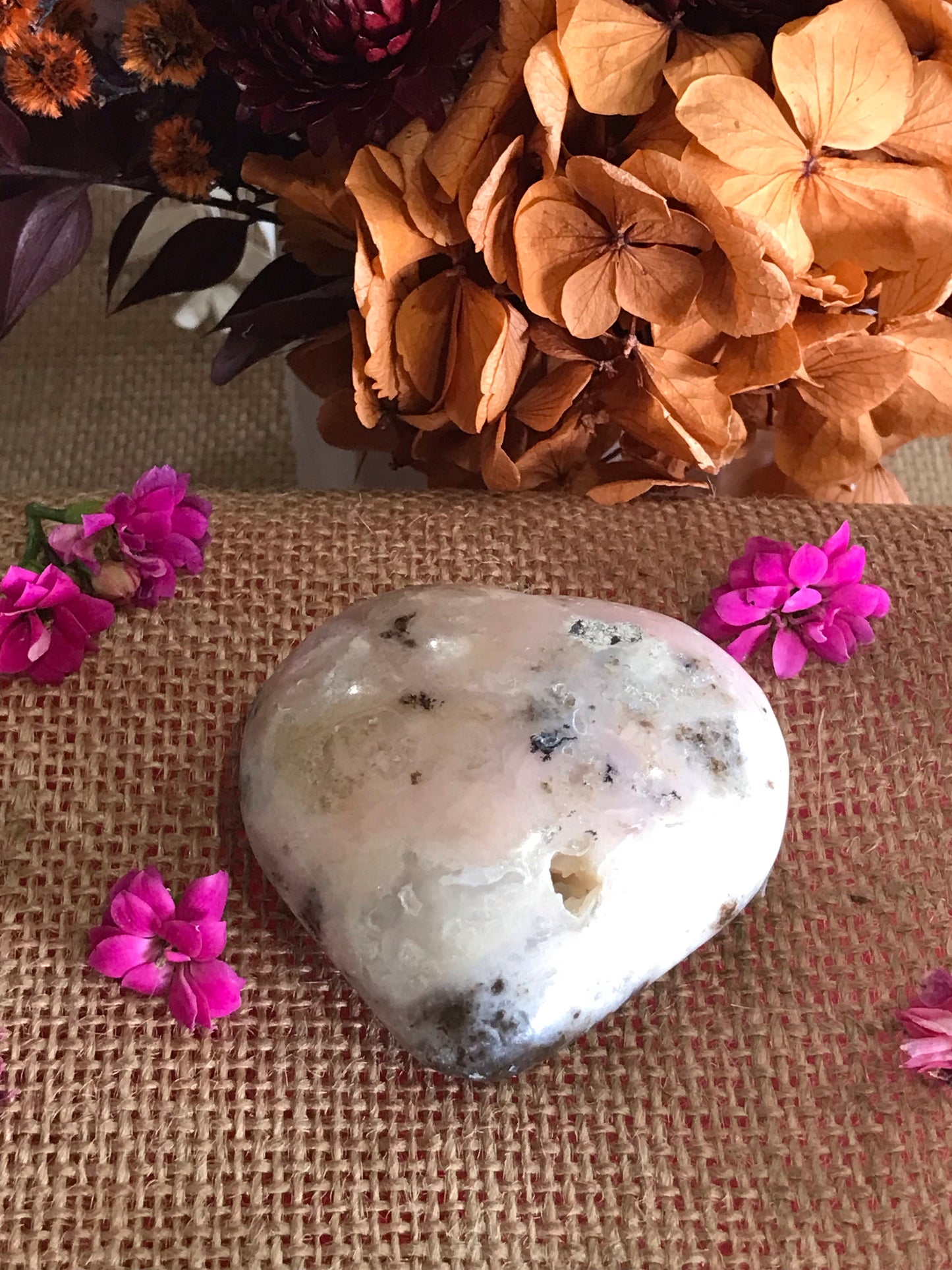 Pink Opal Druzy Heart