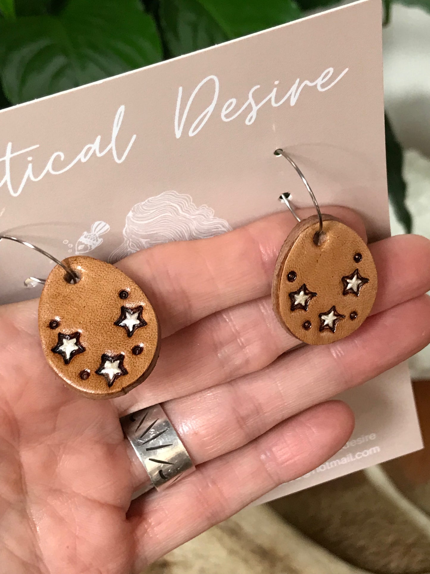 Leather Earrings ~ Guiding Light