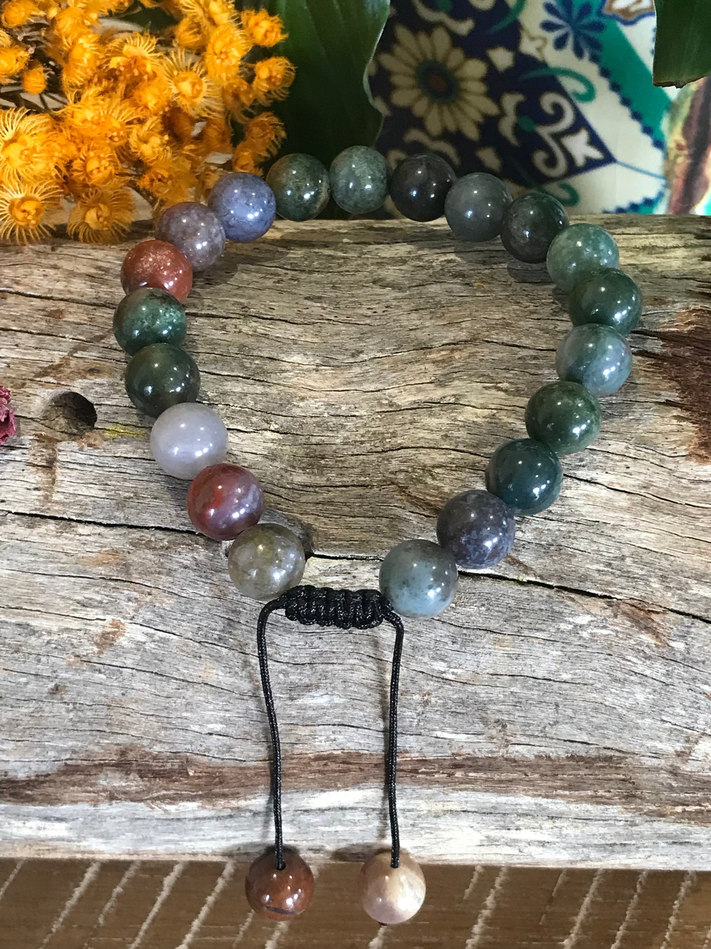 Adjustable Macrame Bracelet ~ Indian Agate