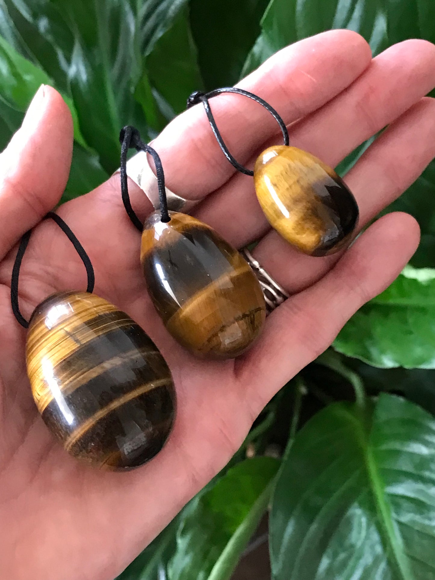 Yoni Eggs ~ Tigers Eye Set of 3 with Sari pouch