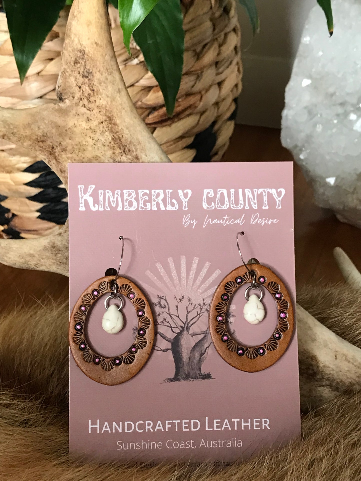 Leather Earrings ~ Woodland