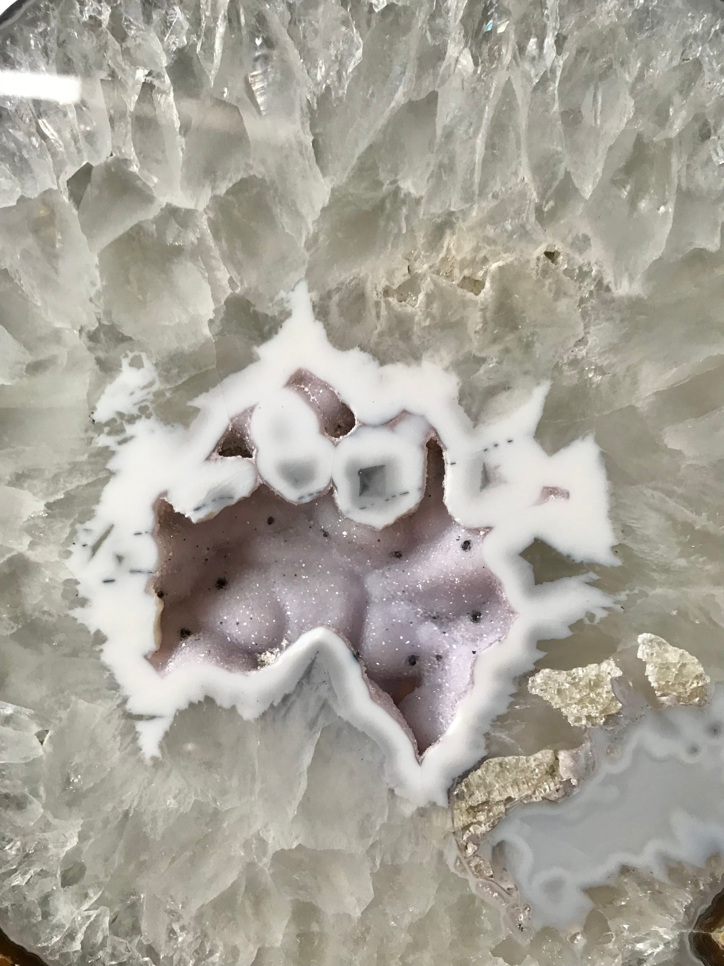 Agate Lilac Druzy slab includes stand ~ 2.2kgs