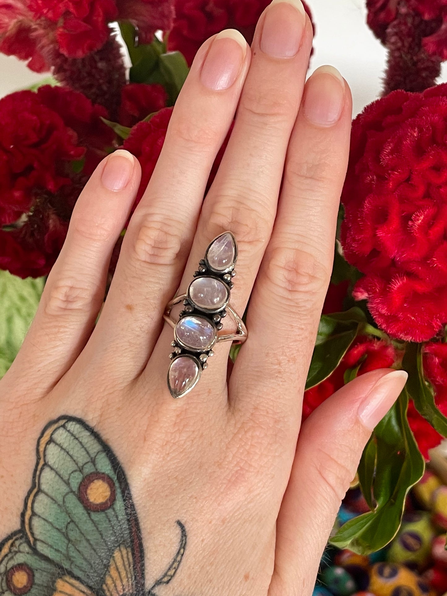 Rainbow Moonstone Ring ~ size 8