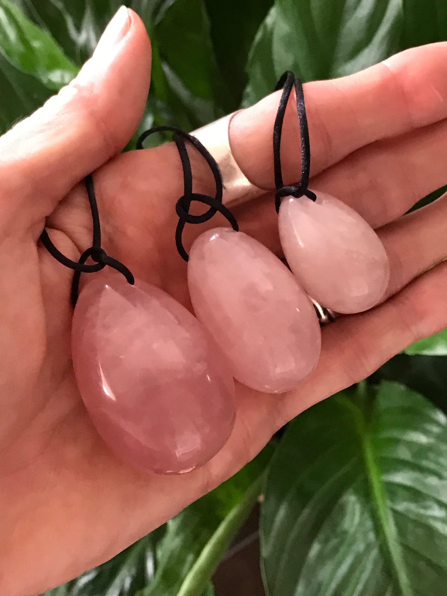 Yoni Eggs ~ Rose Quartz Set of 3 with Sari pouch