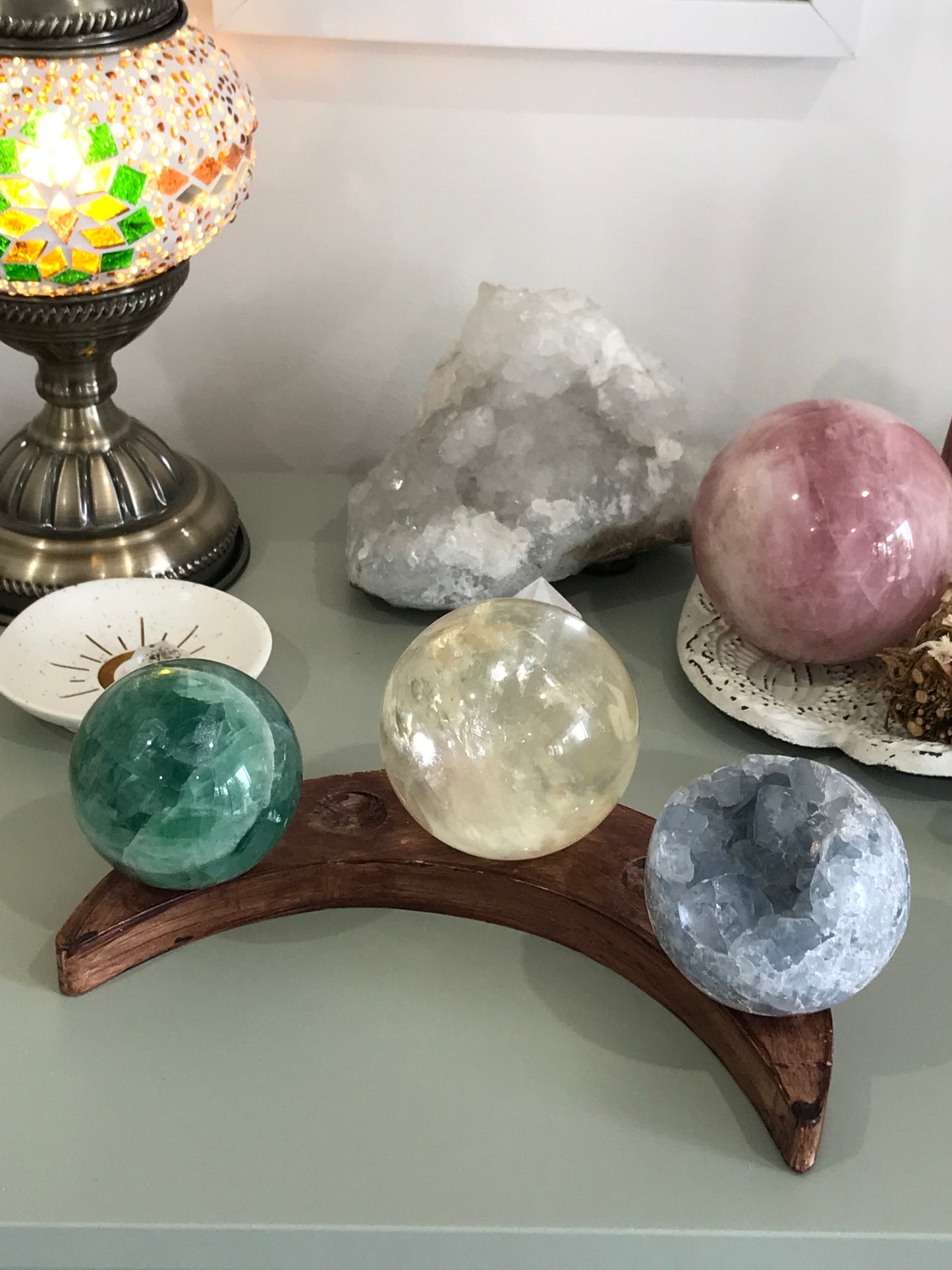 Rustic wood crystal holder