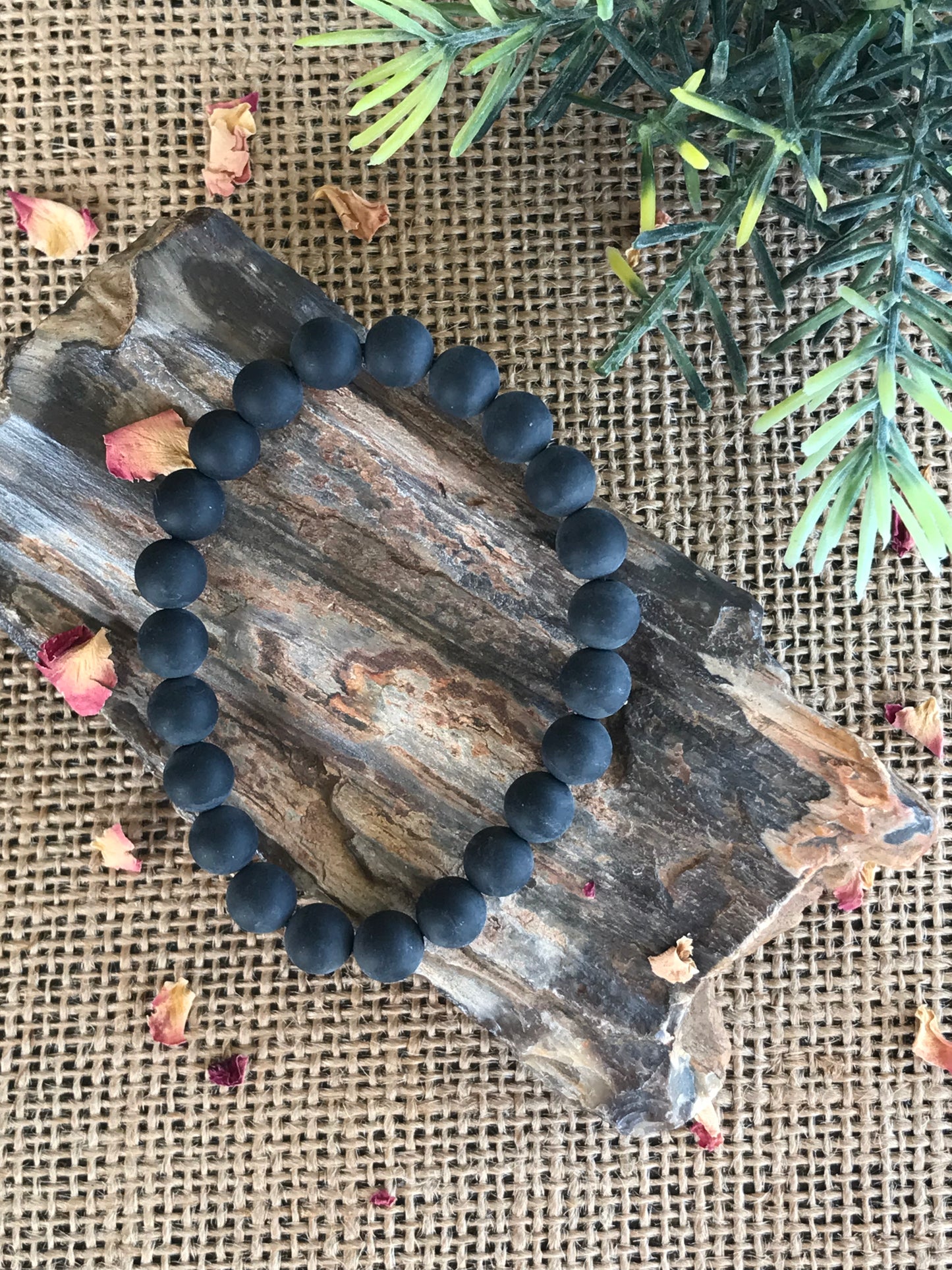 Frosted Black Onyx Healing Bracelet ~ SHIELDING