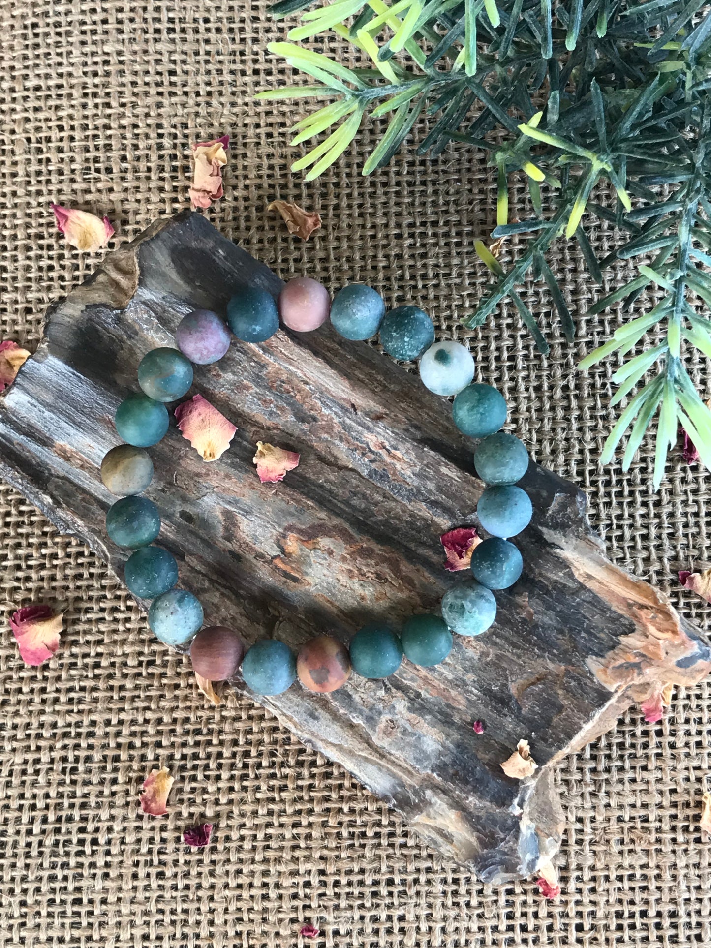 Frosted Indian Agate Healing Bracelet ~ AURIC CLEANSER