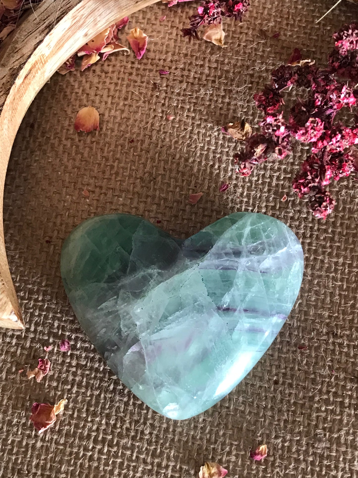 Rainbow Fluorite Heart