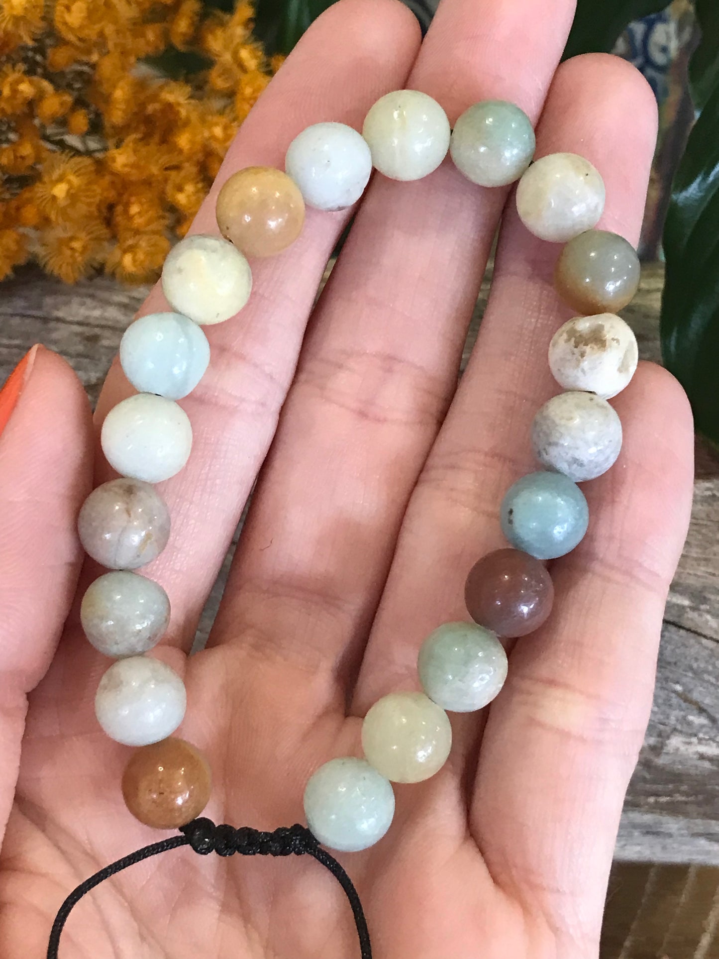 Adjustable Macrame Bracelet ~ Mixed Amazonite