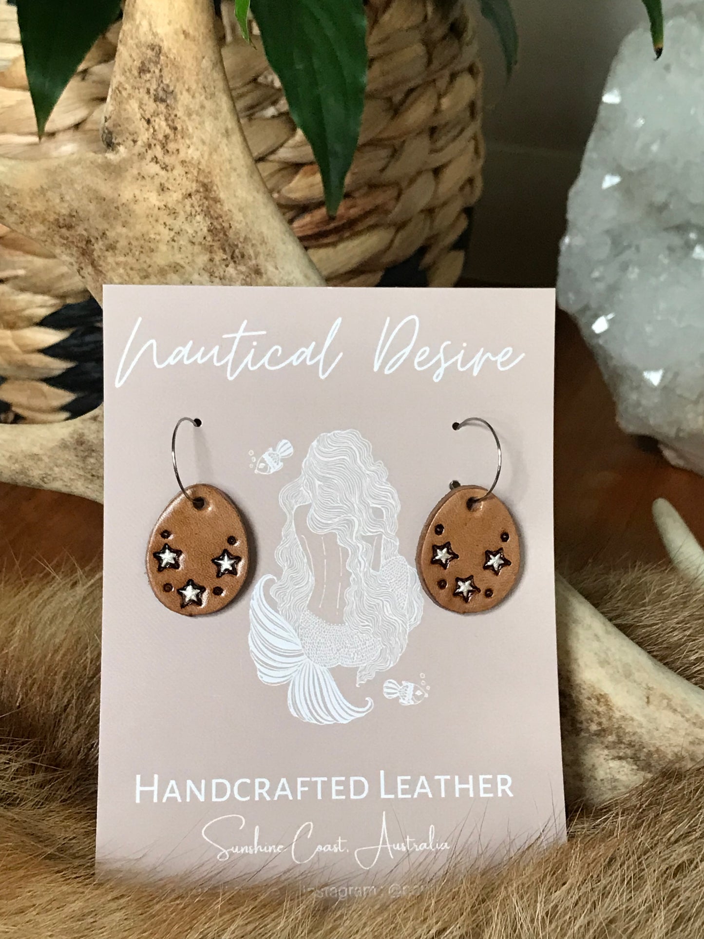 Leather Earrings ~ Guiding Light