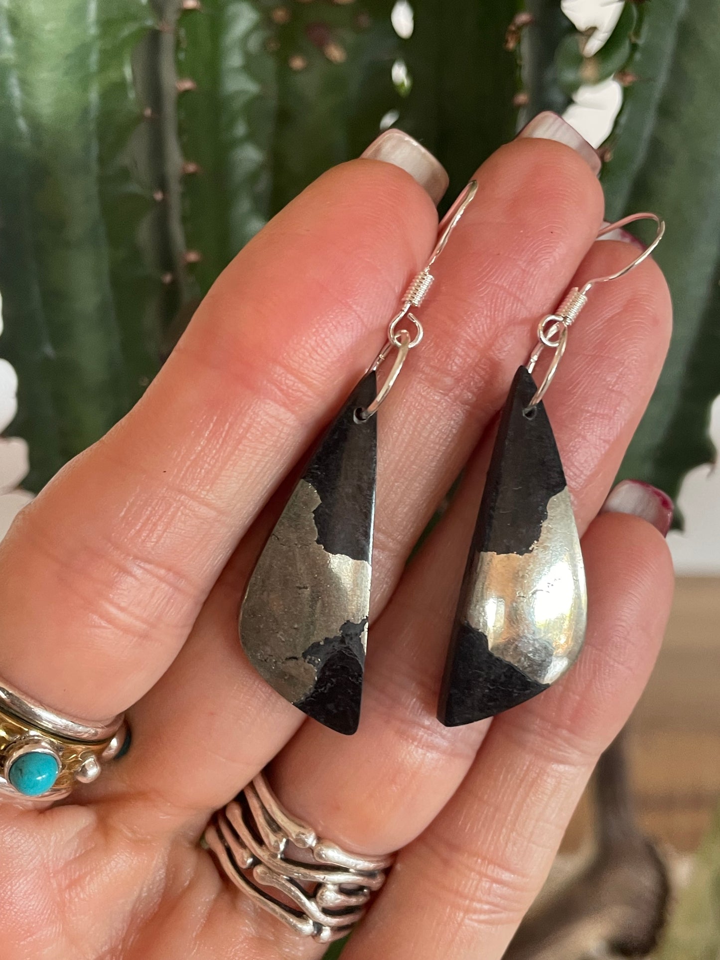 Apache Tears/Pyrite Dangles ~ Sweetgrass Studio